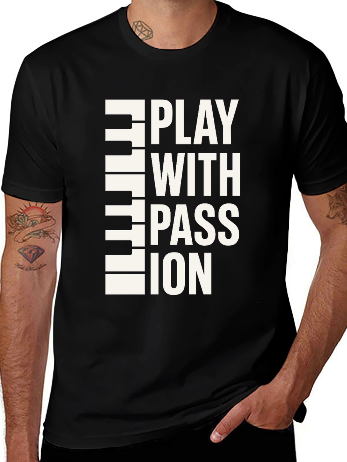Play With Passion Black Graphic T-Shirt