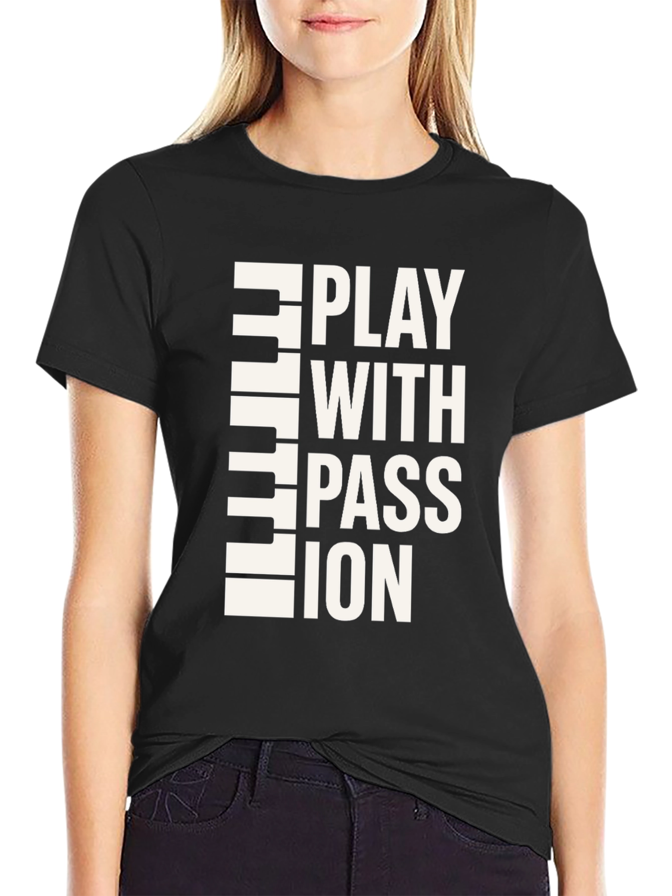 Play With Passion Black Graphic T-Shirt