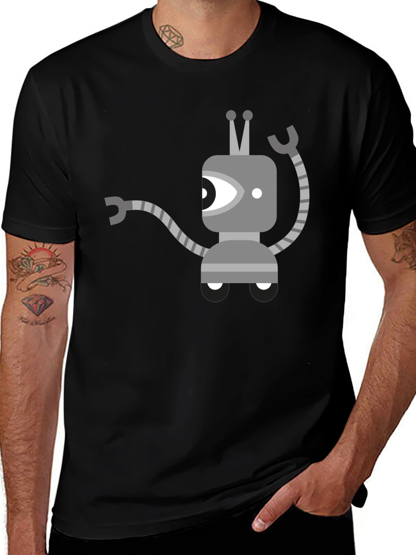Robot Graphic Black T-Shirt