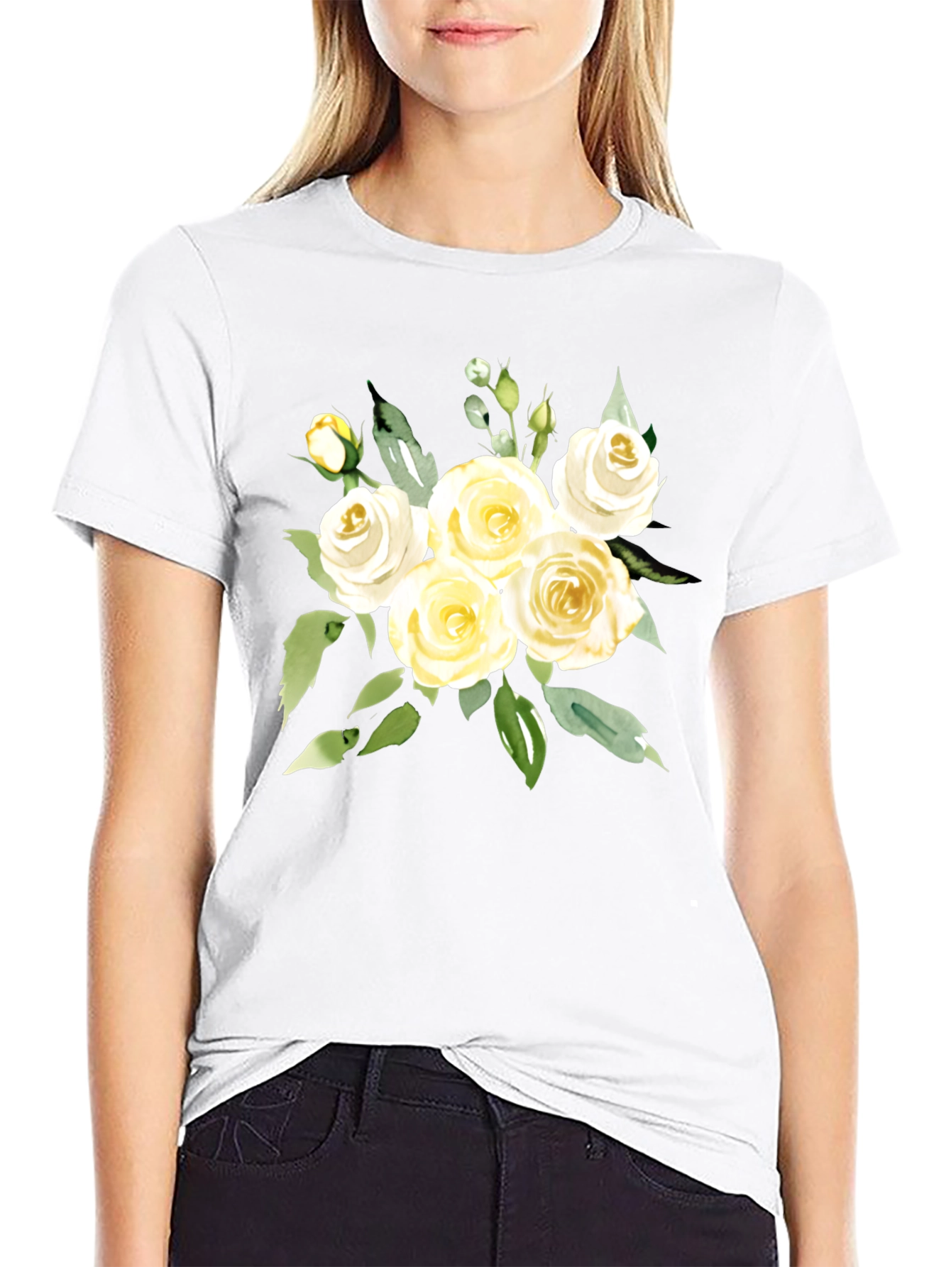 Floral T-Shirt - Elegant Rose Bouquet Tee