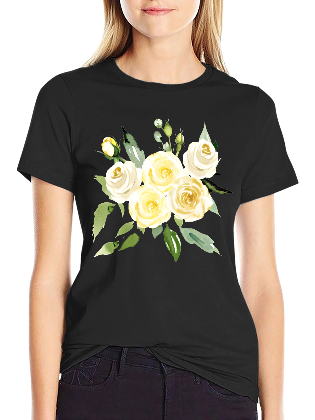 Floral T-Shirt - Elegant Rose Bouquet Tee