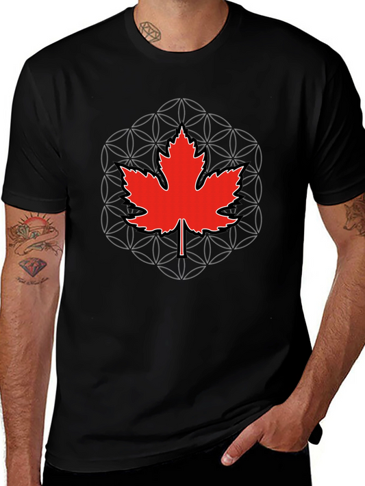 Canadian Maple Leaf T-Shirt - Geometric Design