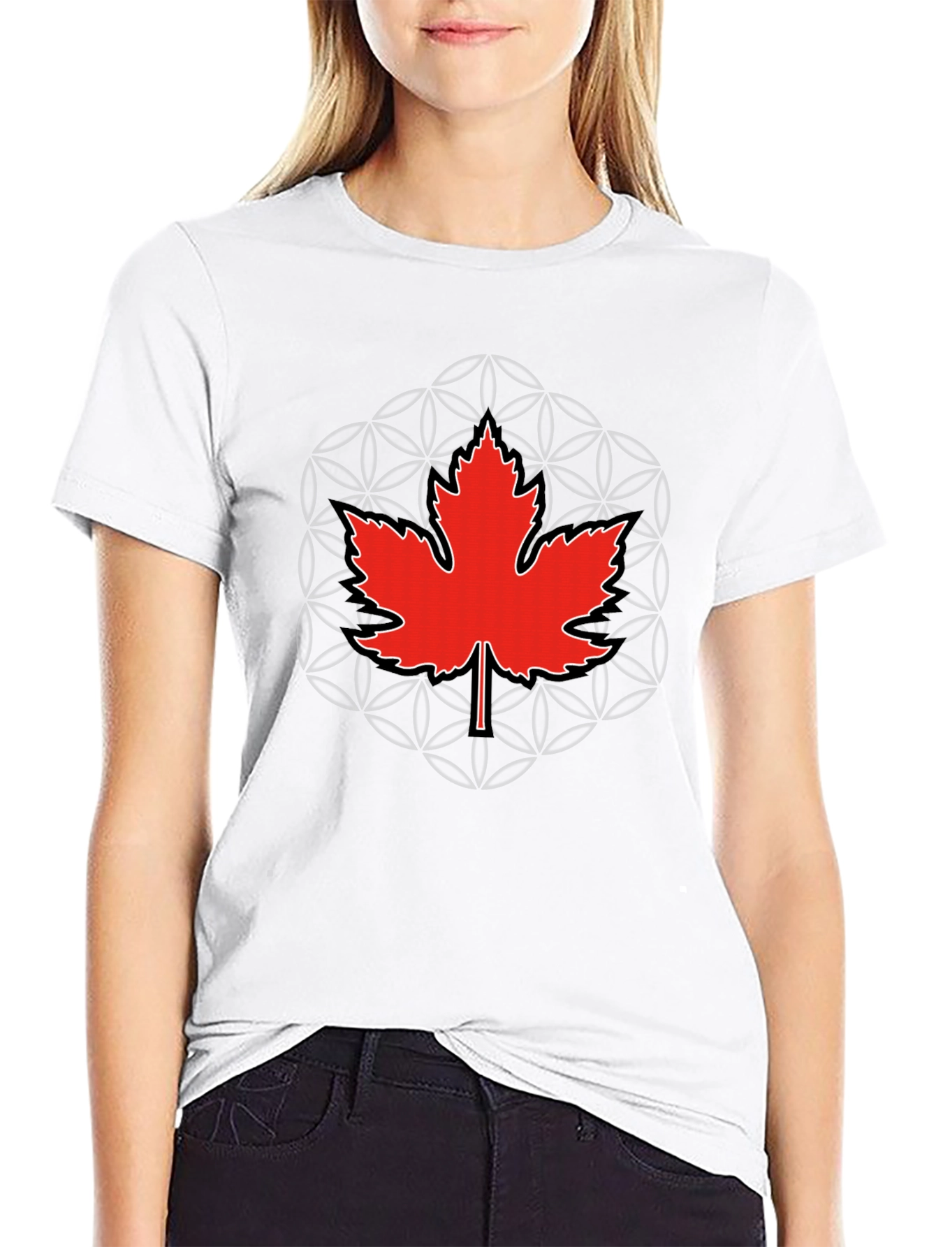 Canadian Maple Leaf T-Shirt - Geometric Design