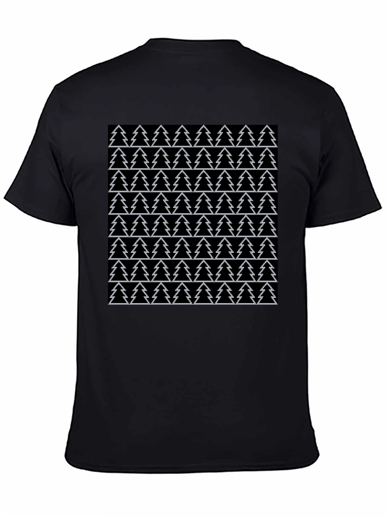 Christmas Tree Pattern Black T-Shirt
