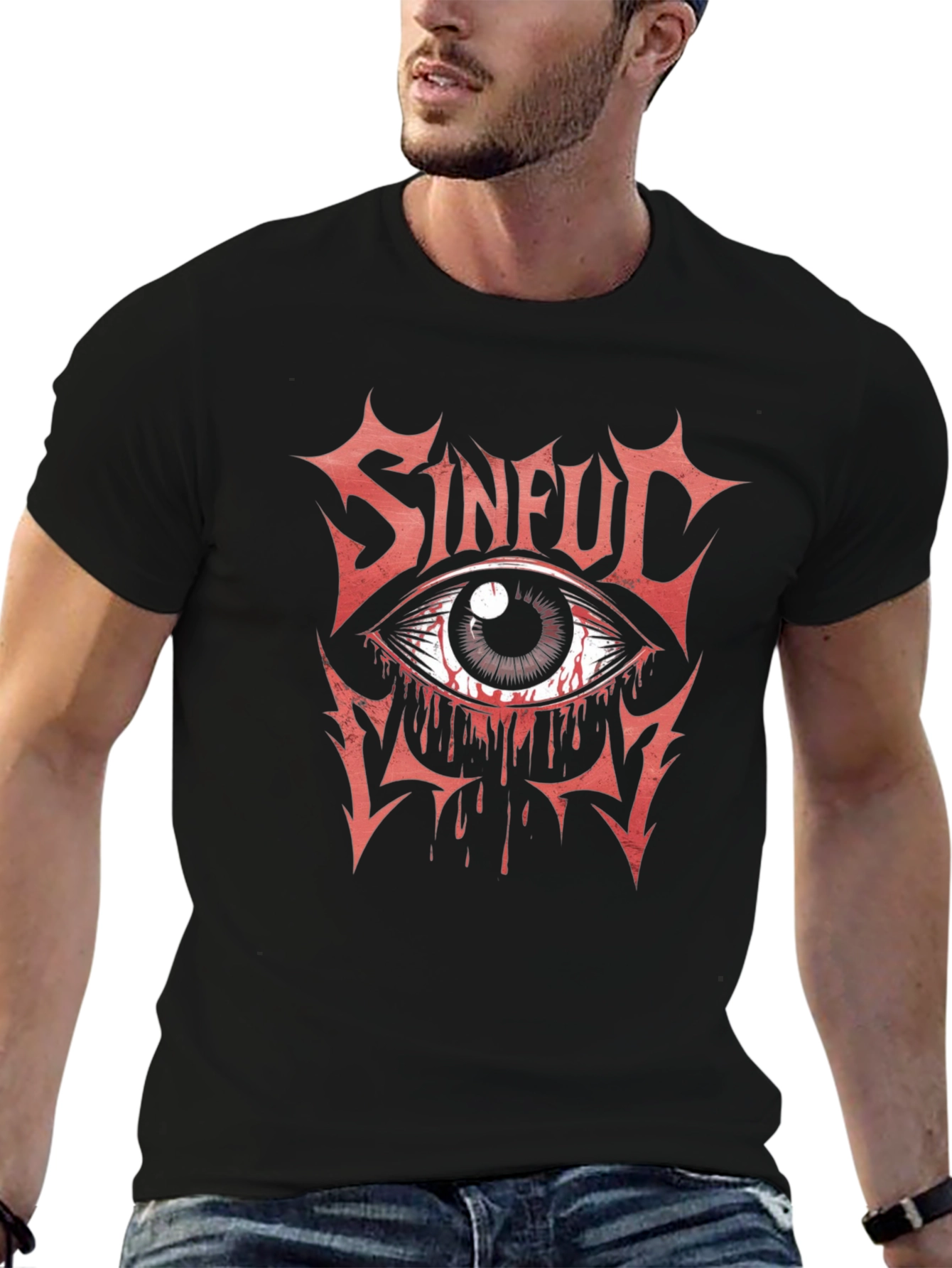 Sinful Eye Graphic Print T-Shirt - Black