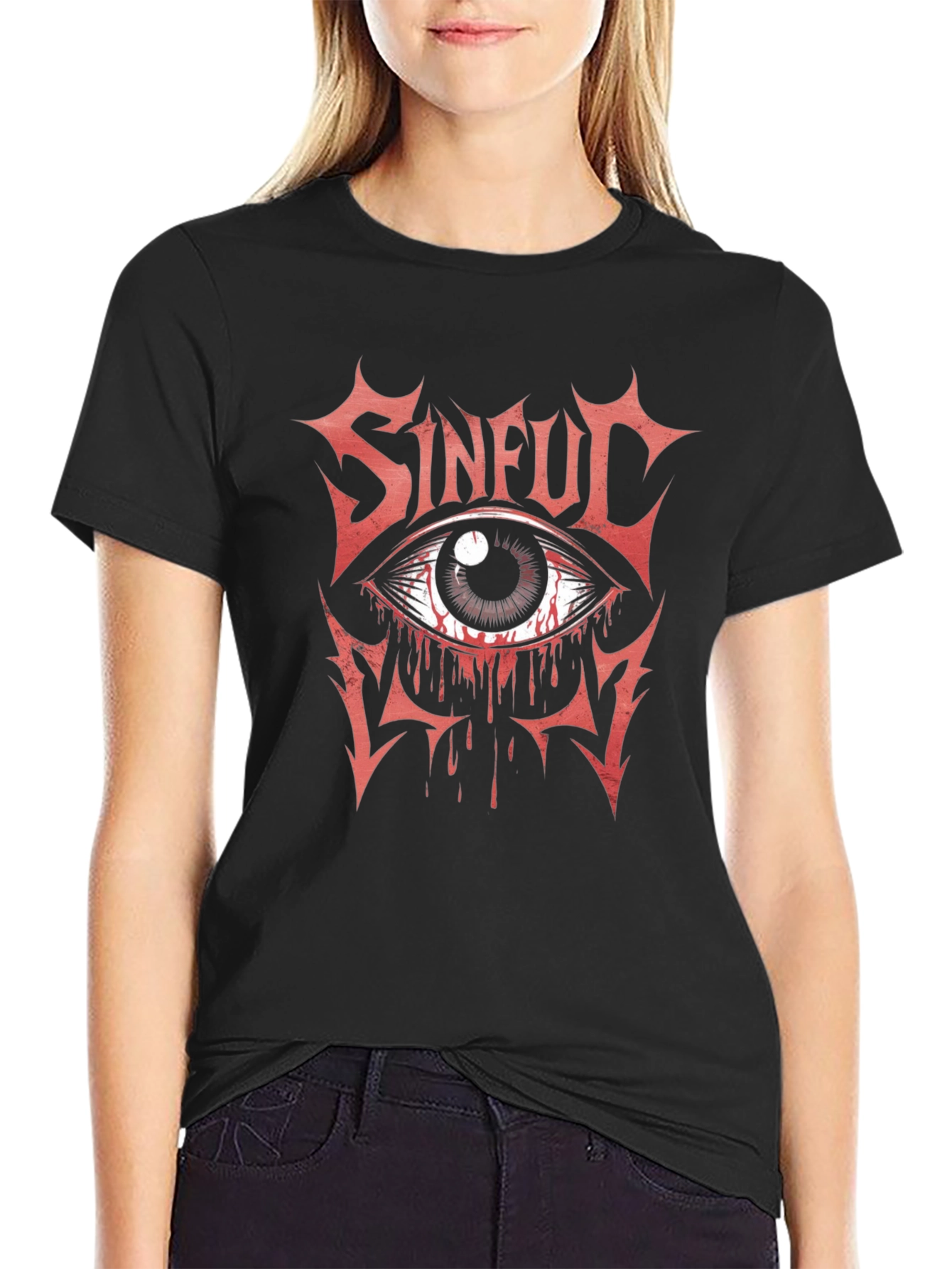 Sinful Eye Graphic Print T-Shirt - Black