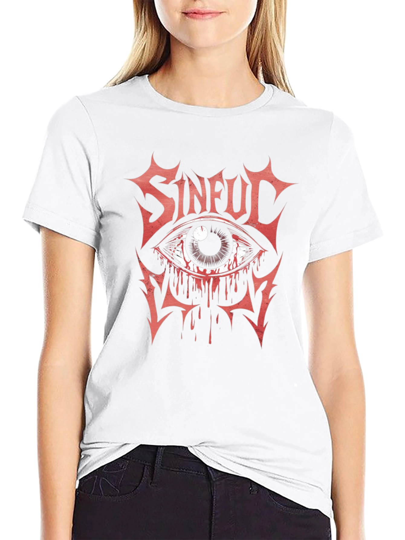 Sinful Eye Graphic Print T-Shirt - Black