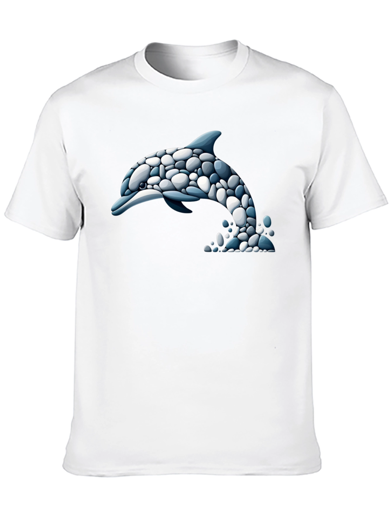 Dolphin Stone Art T-Shirt - Black Graphic Tee
