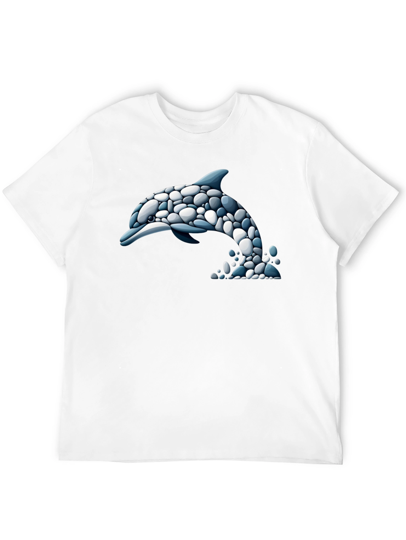 Dolphin Stone Art T-Shirt - Black Graphic Tee