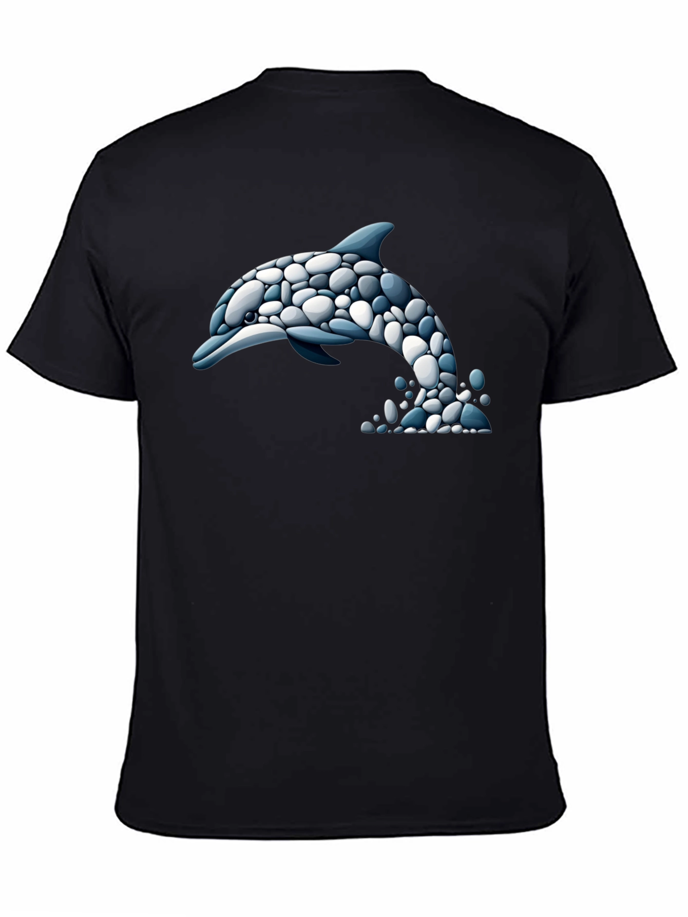Dolphin Stone Art T-Shirt - Black Graphic Tee