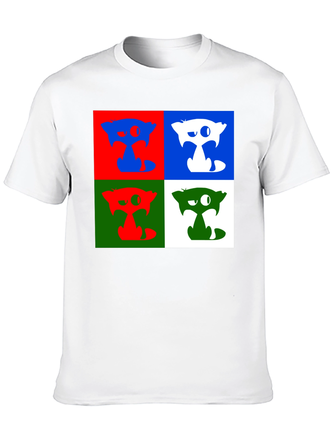 Pop Art Cat Graphic Black T-Shirt