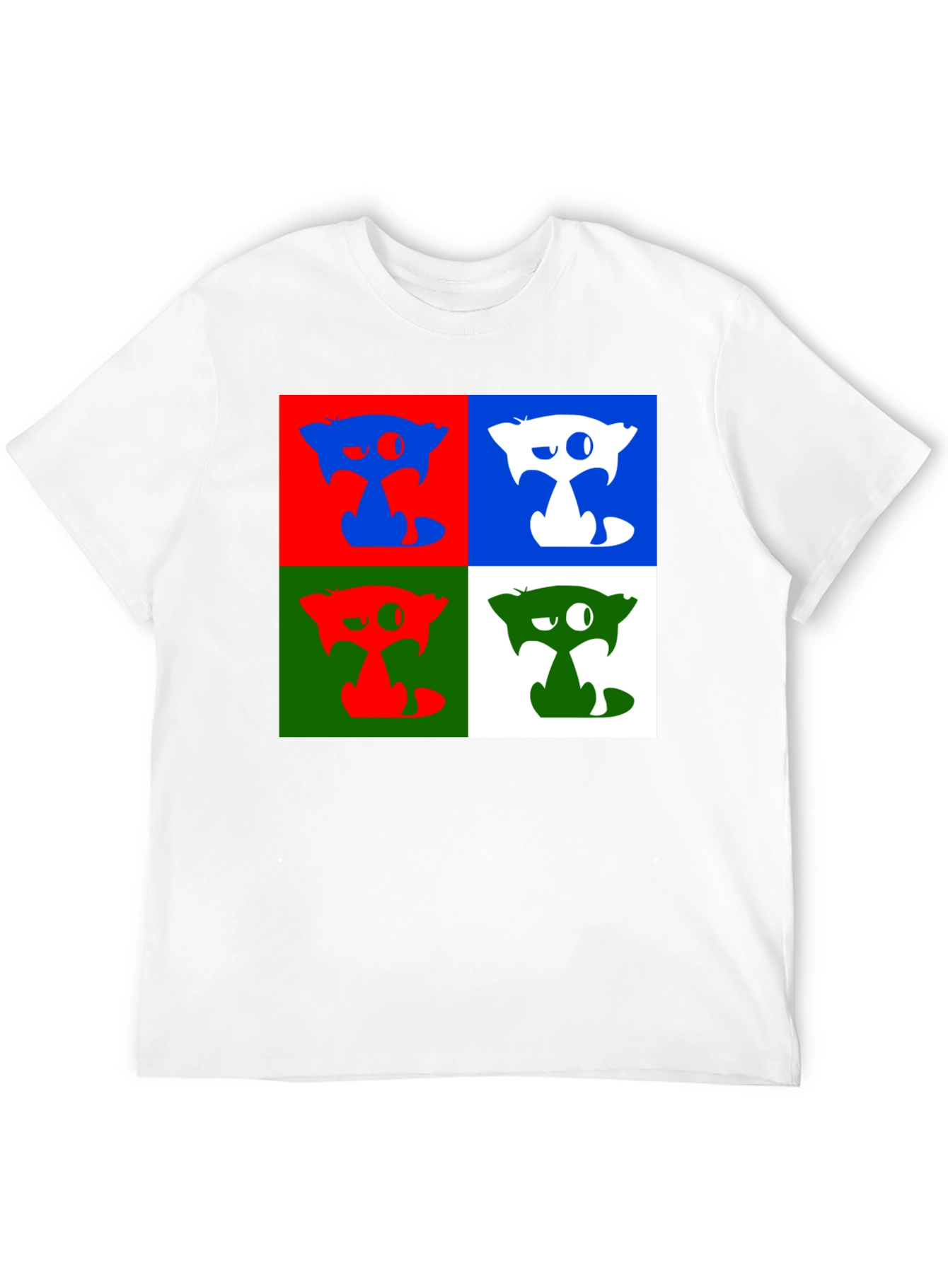 Pop Art Cat Graphic Black T-Shirt