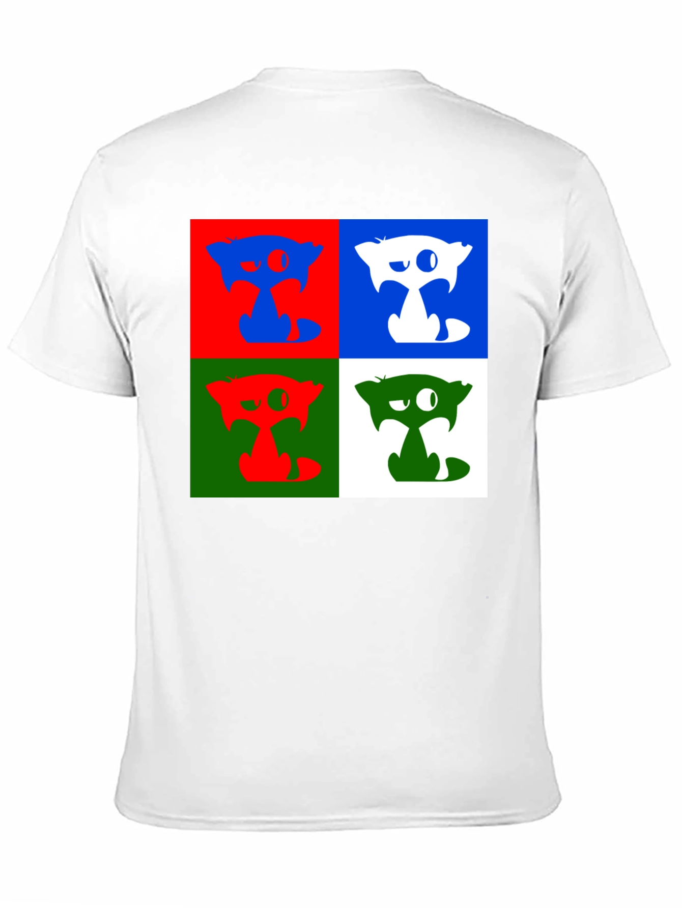 Pop Art Cat Graphic Black T-Shirt
