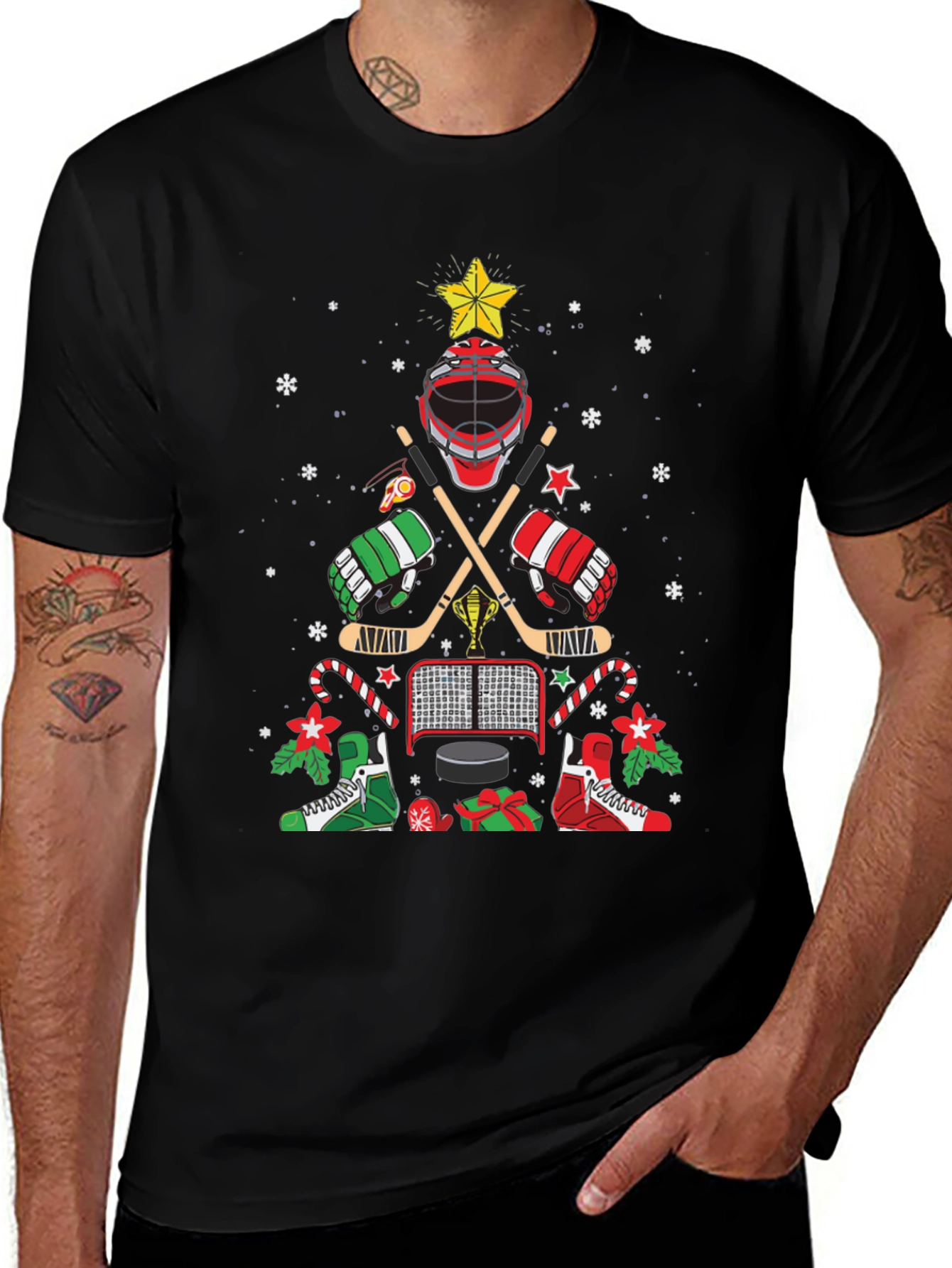 Hockey Christmas Tree T-Shirt - Holiday Style