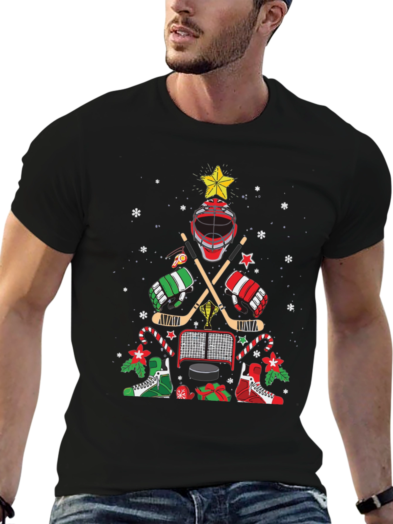 Hockey Christmas Tree T-Shirt - Holiday Style