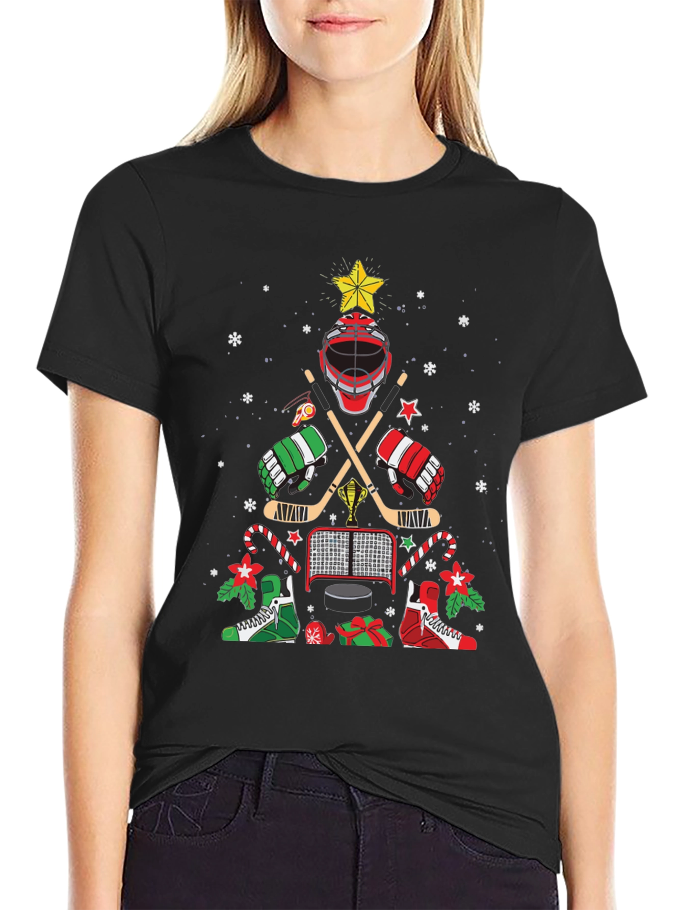 Hockey Christmas Tree T-Shirt - Holiday Style