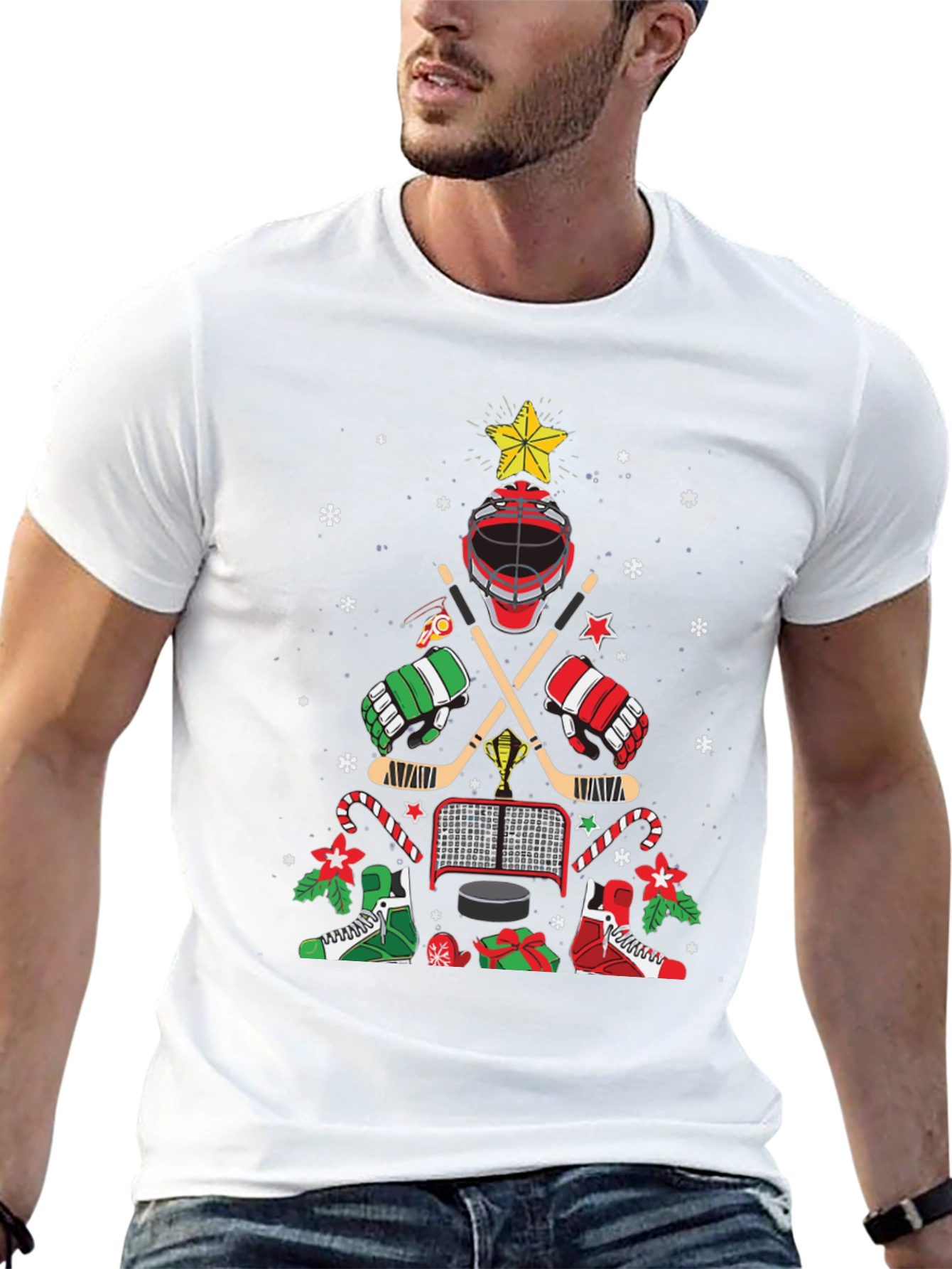 Hockey Christmas Tree T-Shirt - Holiday Style