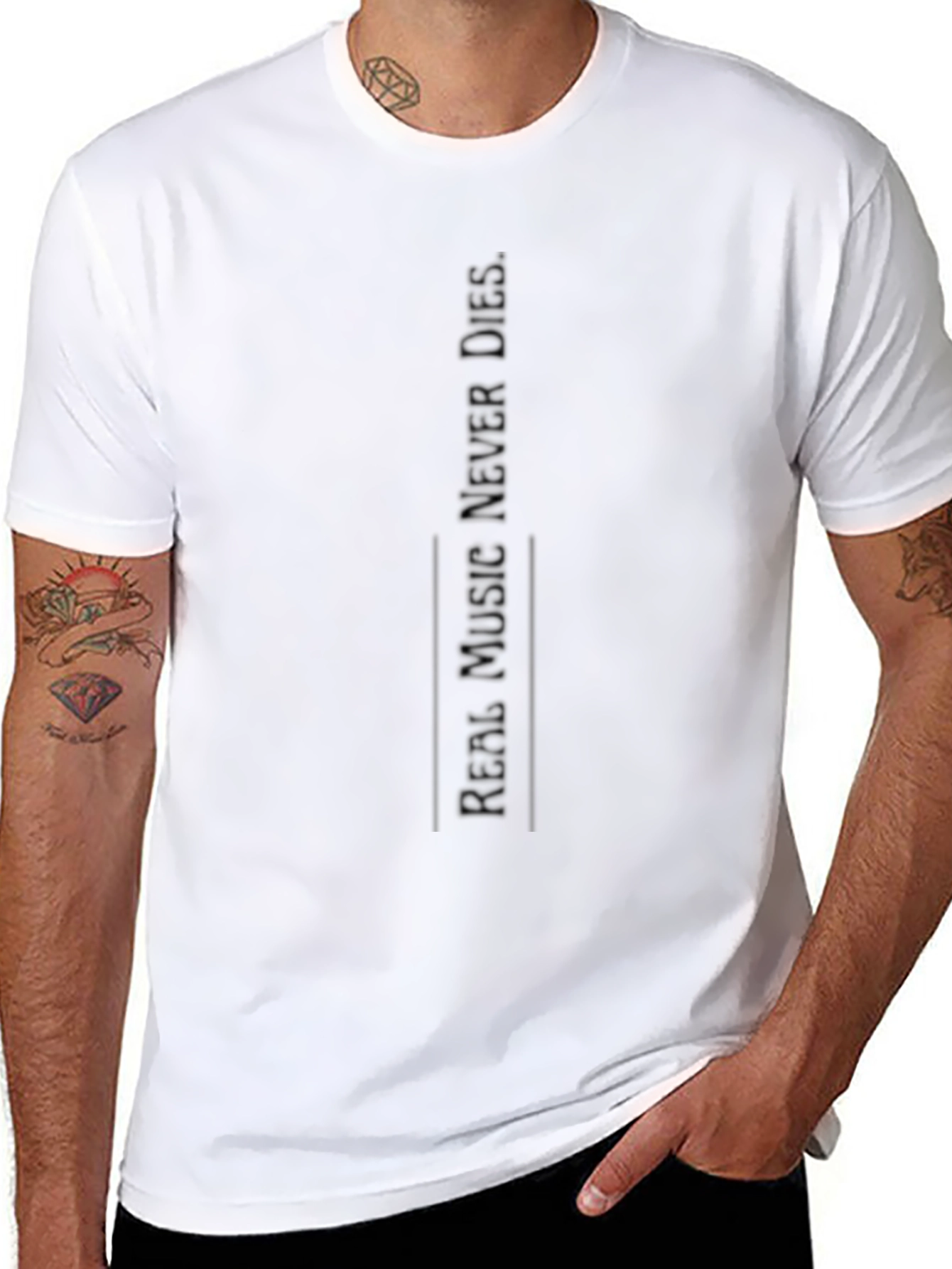 Real Music Never Dies Black T-Shirt