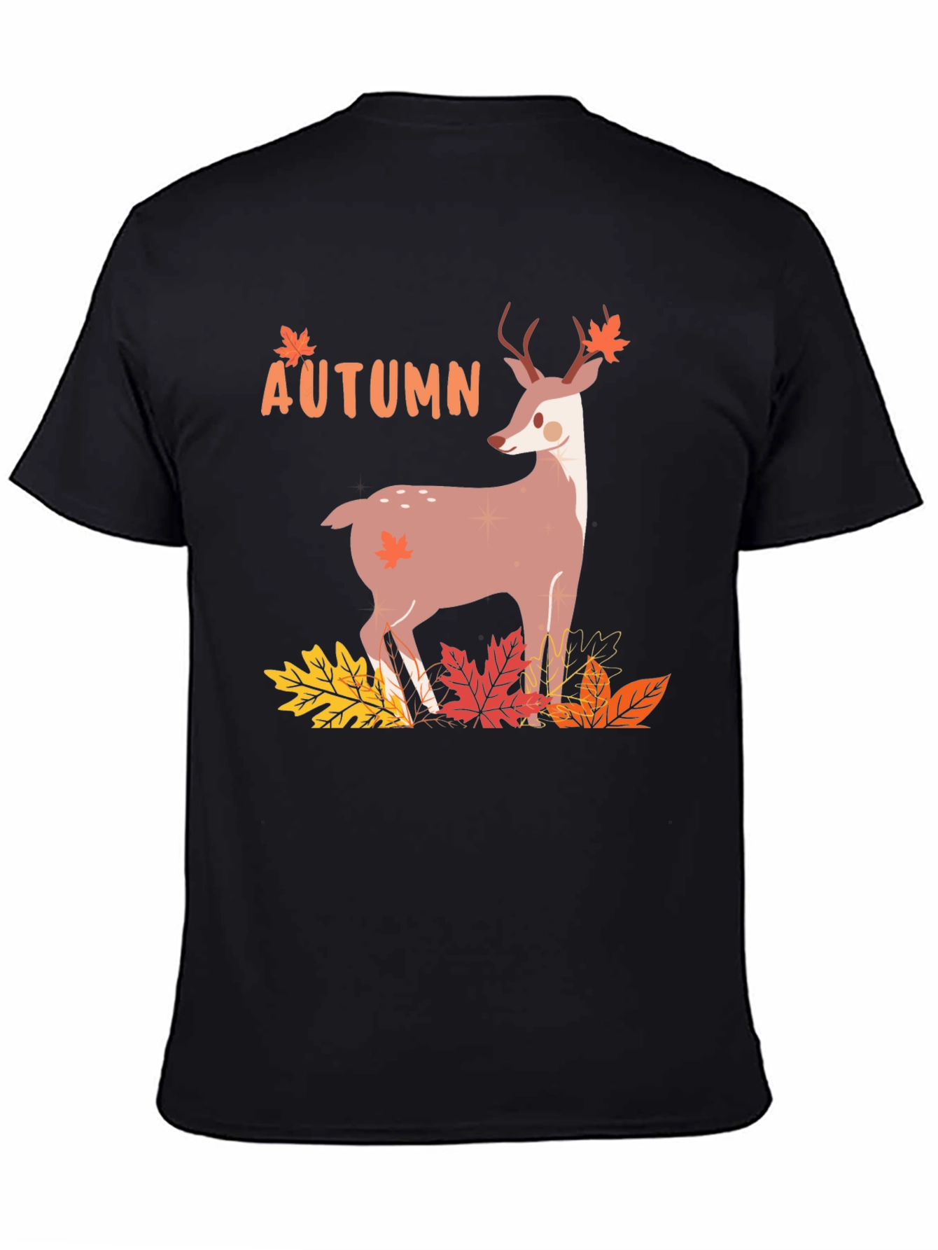 Autumn Deer Graphic Tee - Mens Black T-Shirt