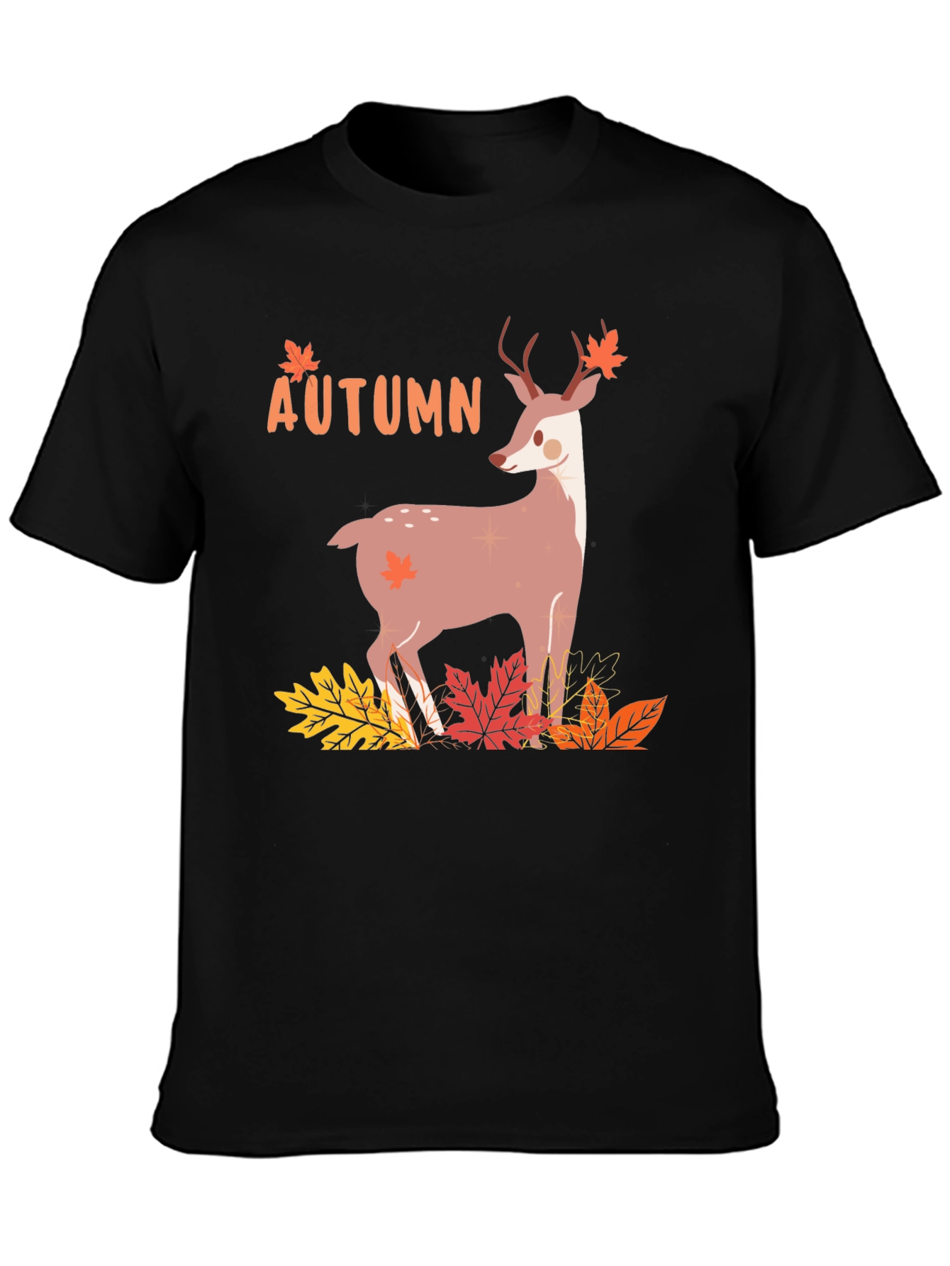 Autumn Deer Graphic Tee - Mens Black T-Shirt