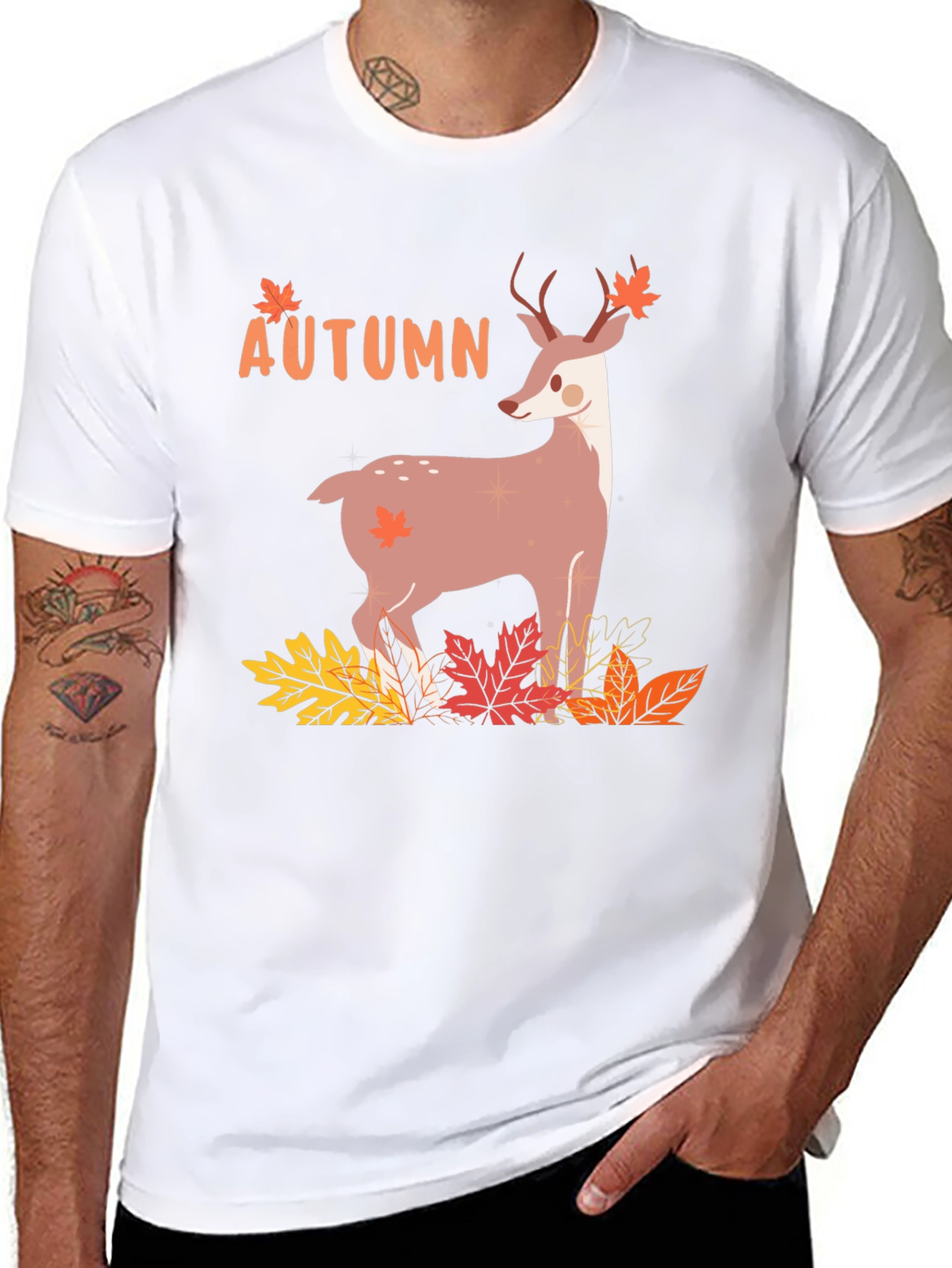 Autumn Deer Graphic Tee - Mens Black T-Shirt