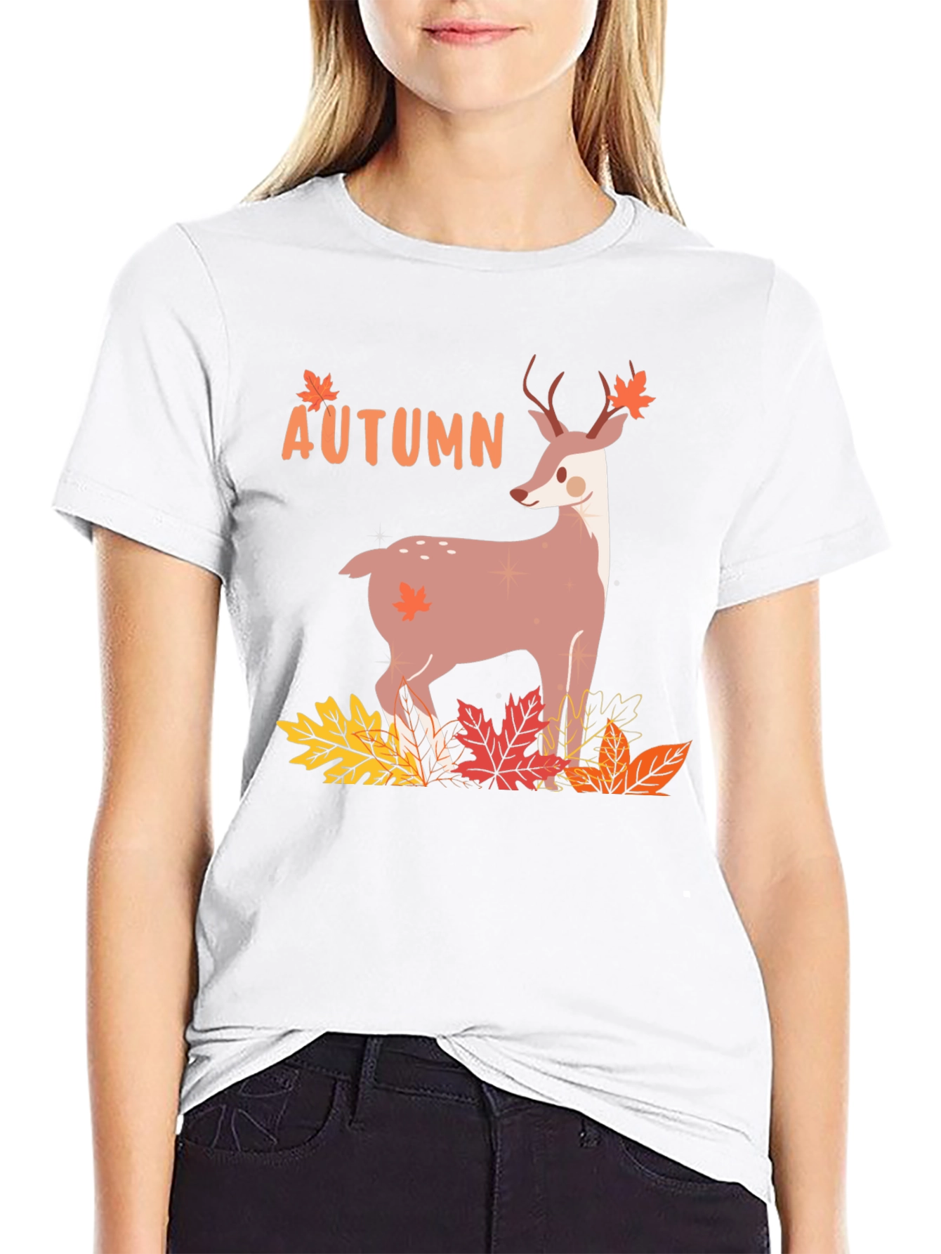 Autumn Deer Graphic Tee - Mens Black T-Shirt