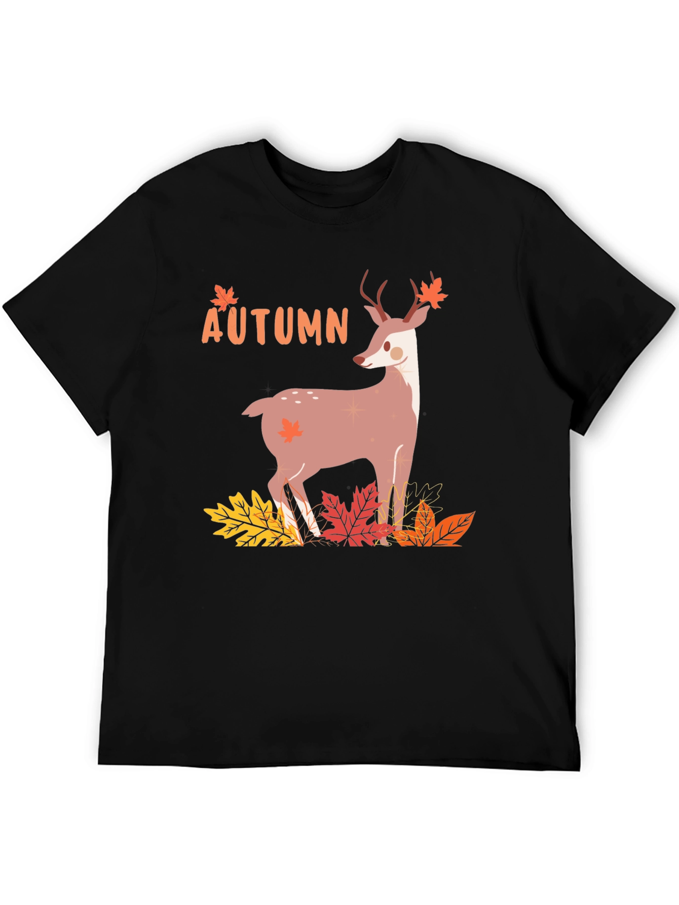 Autumn Deer Graphic Tee - Mens Black T-Shirt
