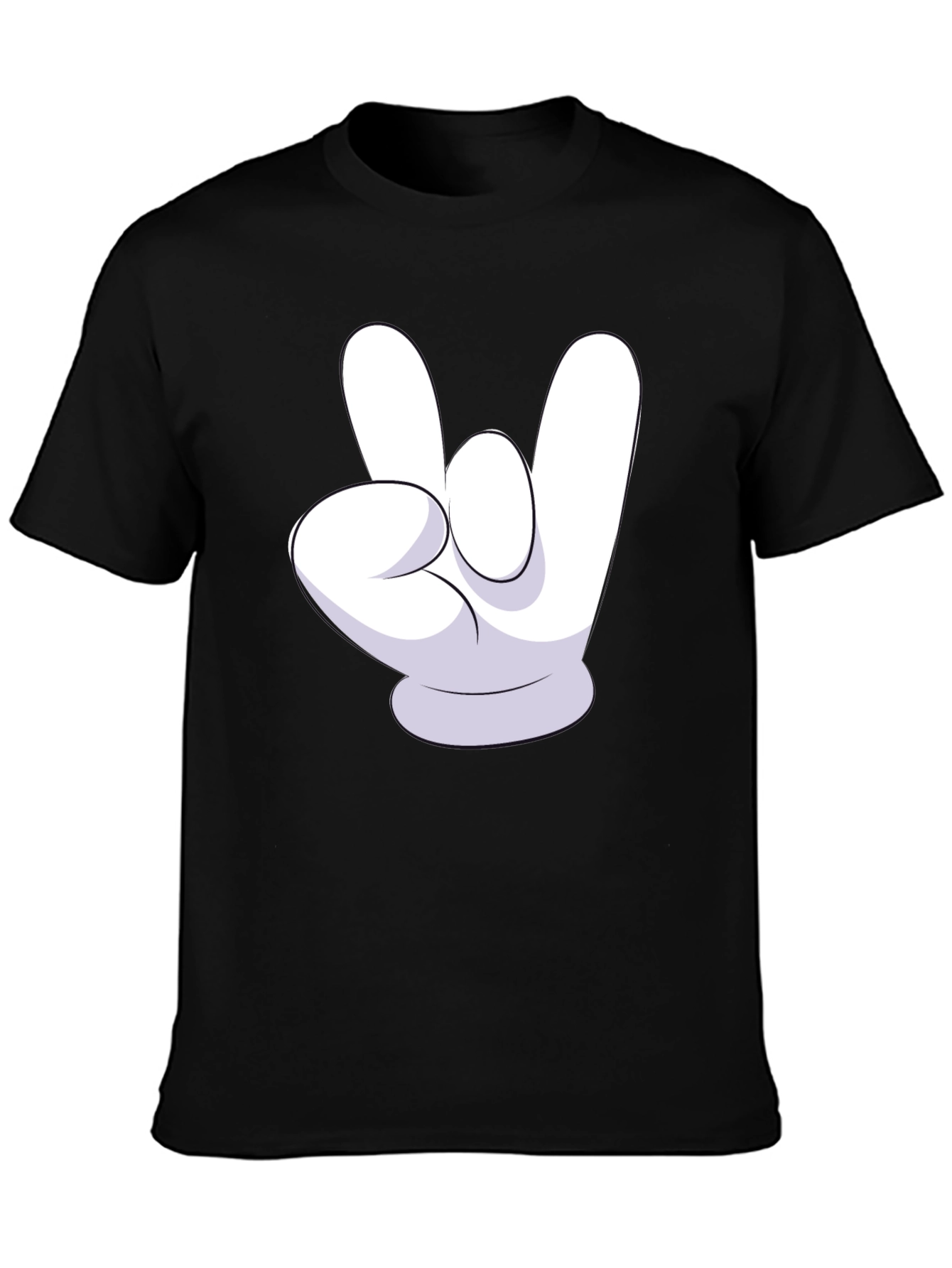 Rock On Mickey Mouse Hand Black T-Shirt
