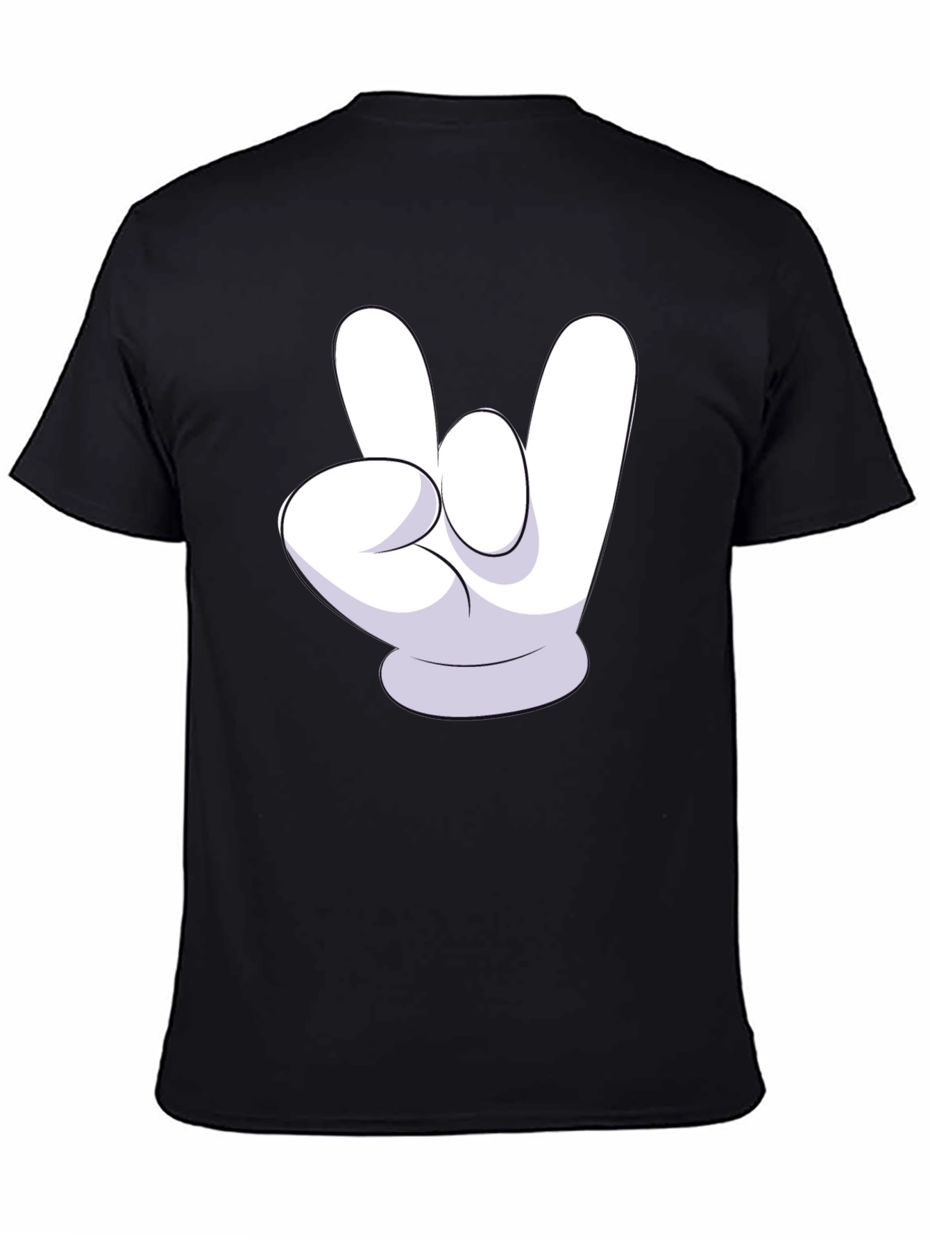 Rock On Mickey Mouse Hand Black T-Shirt