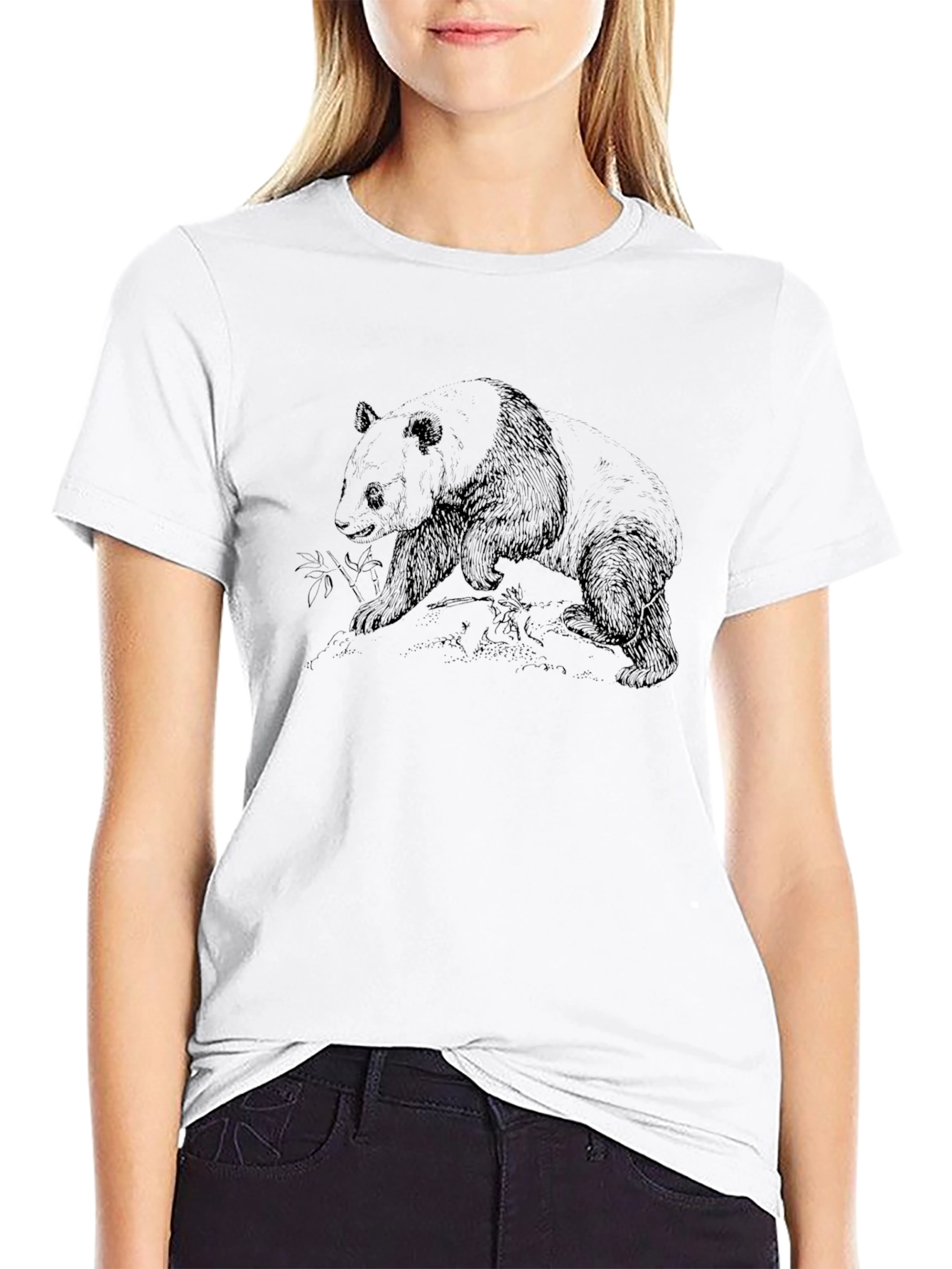 Panda Bear Graphic Black T-Shirt