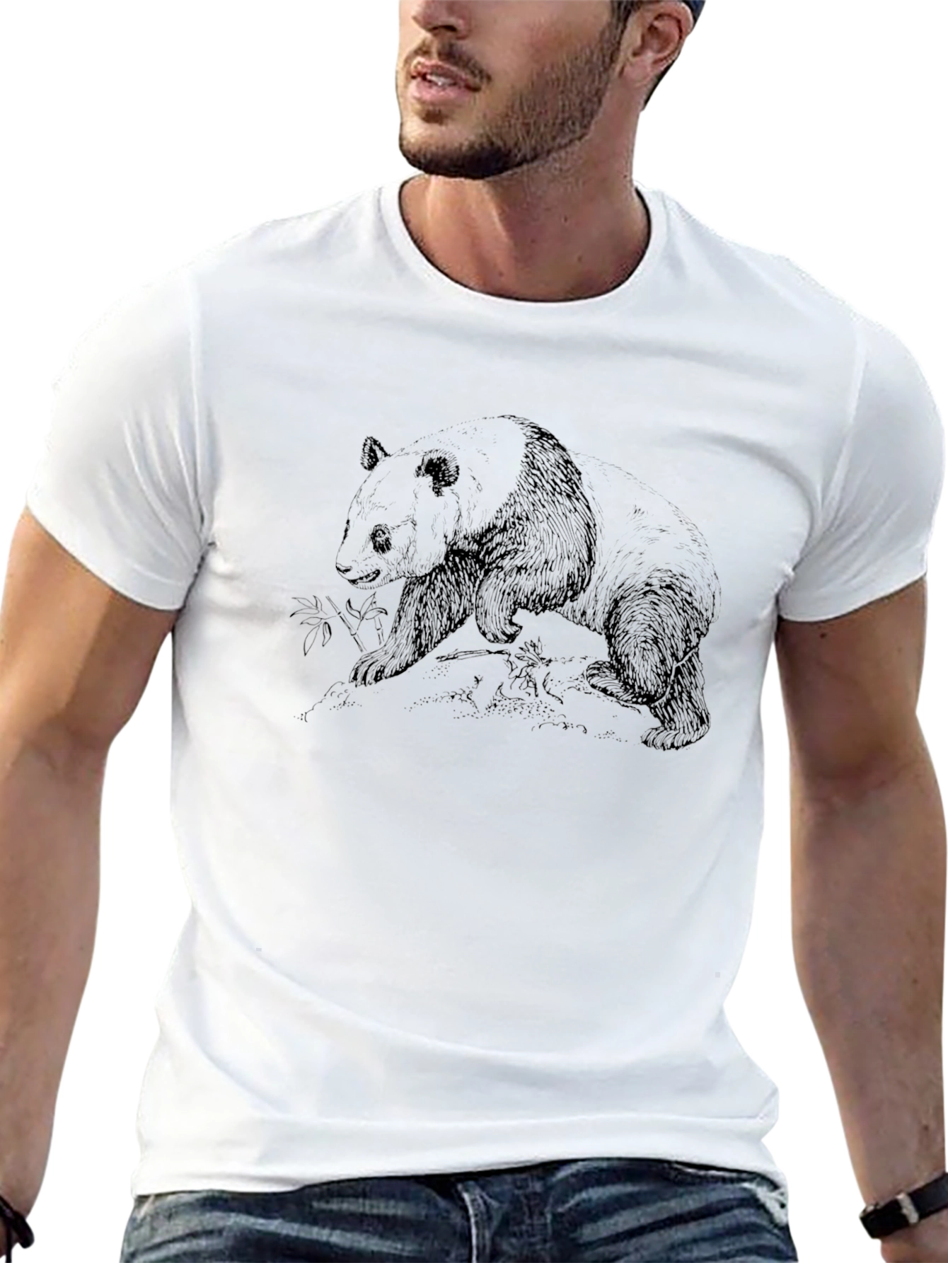 Panda Bear Graphic Black T-Shirt