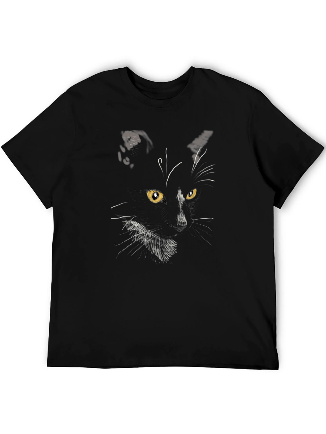 Black Cat Graphic Tee - Mens Stylish Crewneck