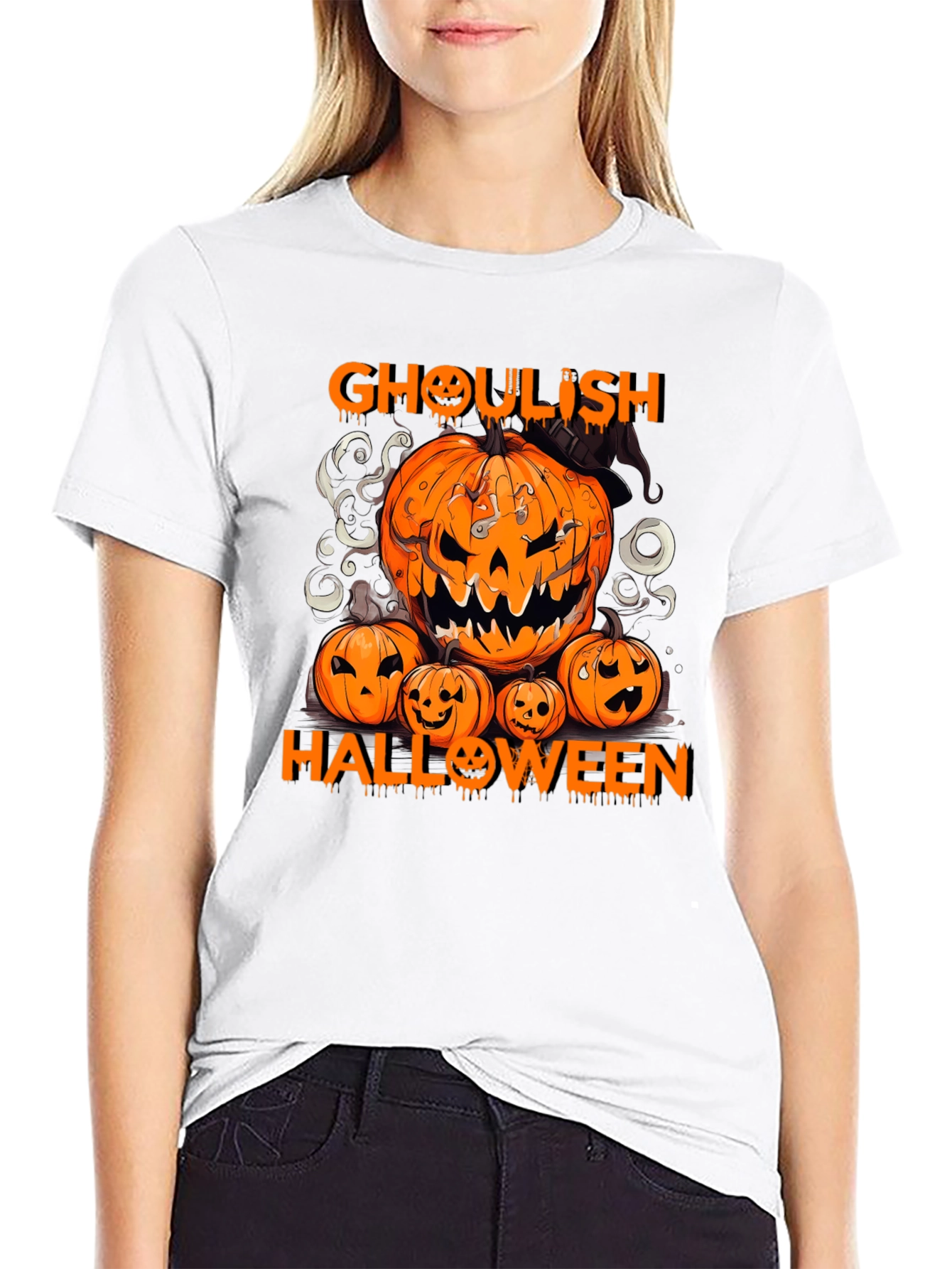 Ghoul Halloween Pumpkin T-Shirt