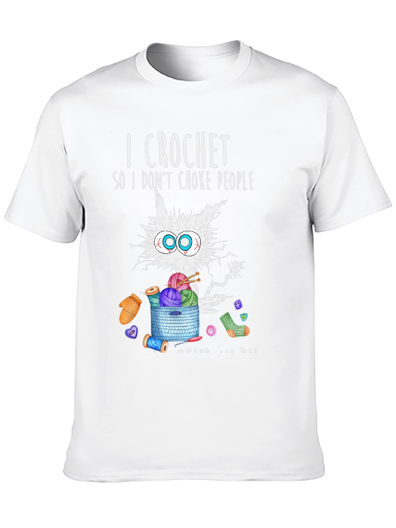 I Crochet Funny T-Shirt - Cat & Yarn Design