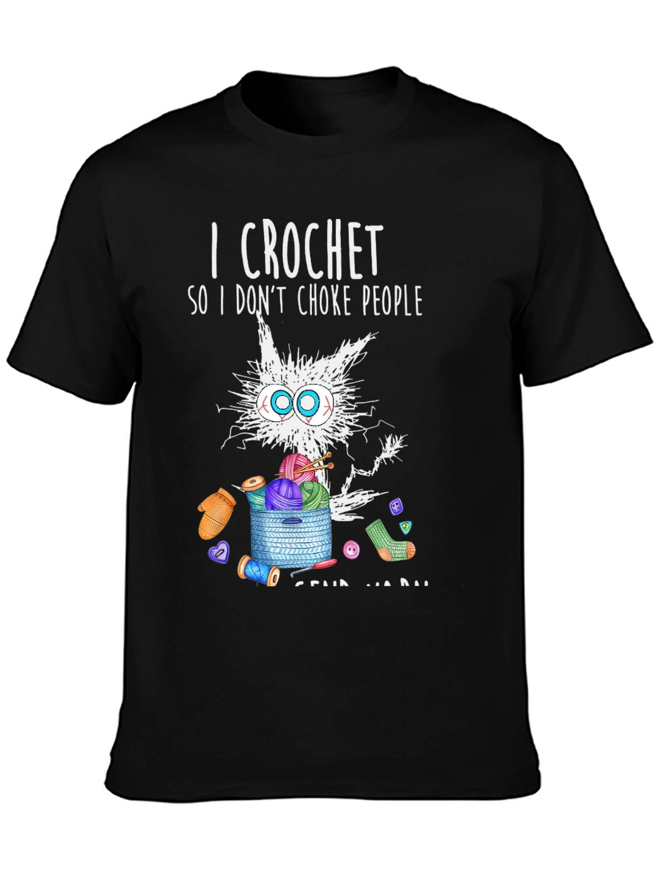I Crochet Funny T-Shirt - Cat & Yarn Design