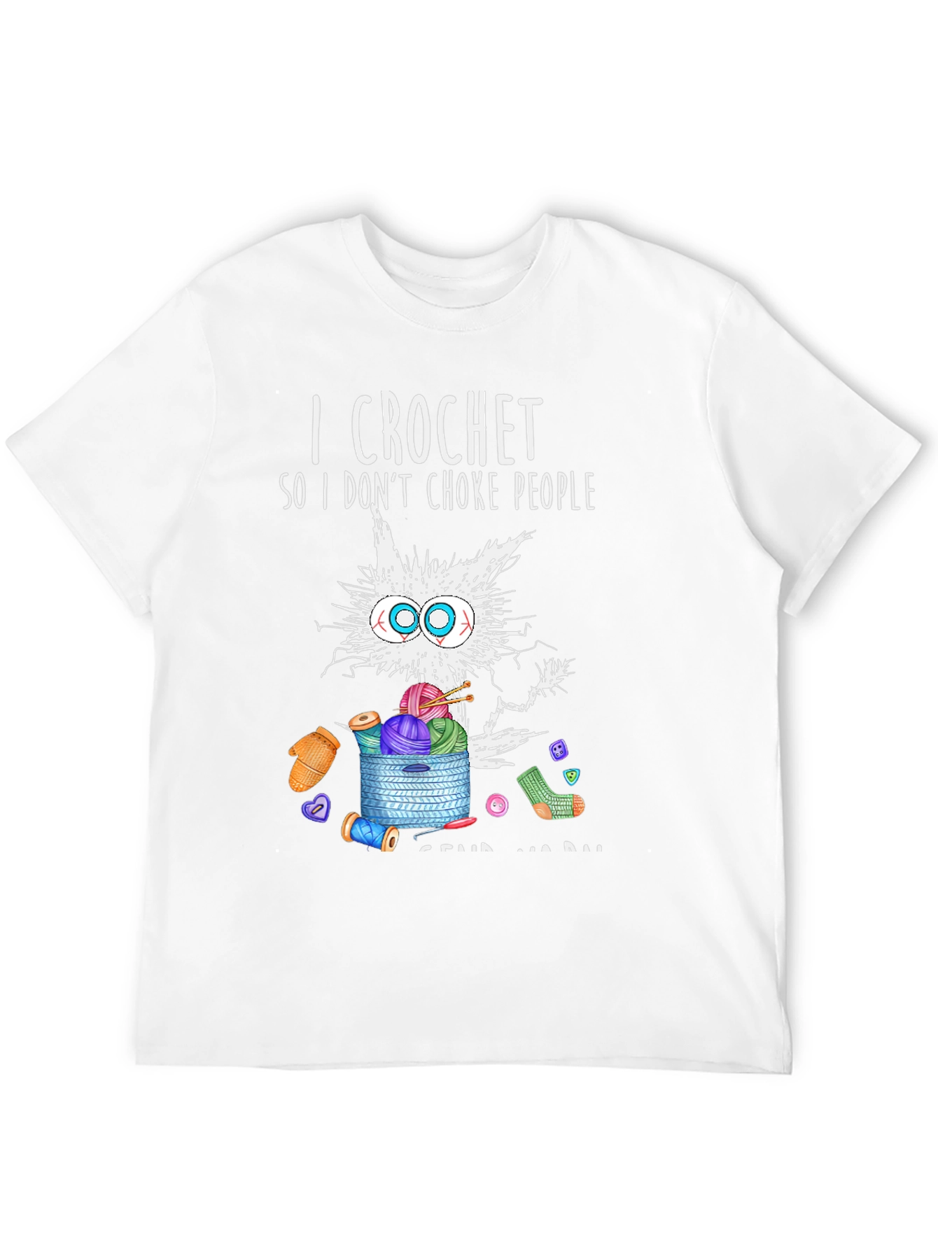 I Crochet Funny T-Shirt - Cat & Yarn Design