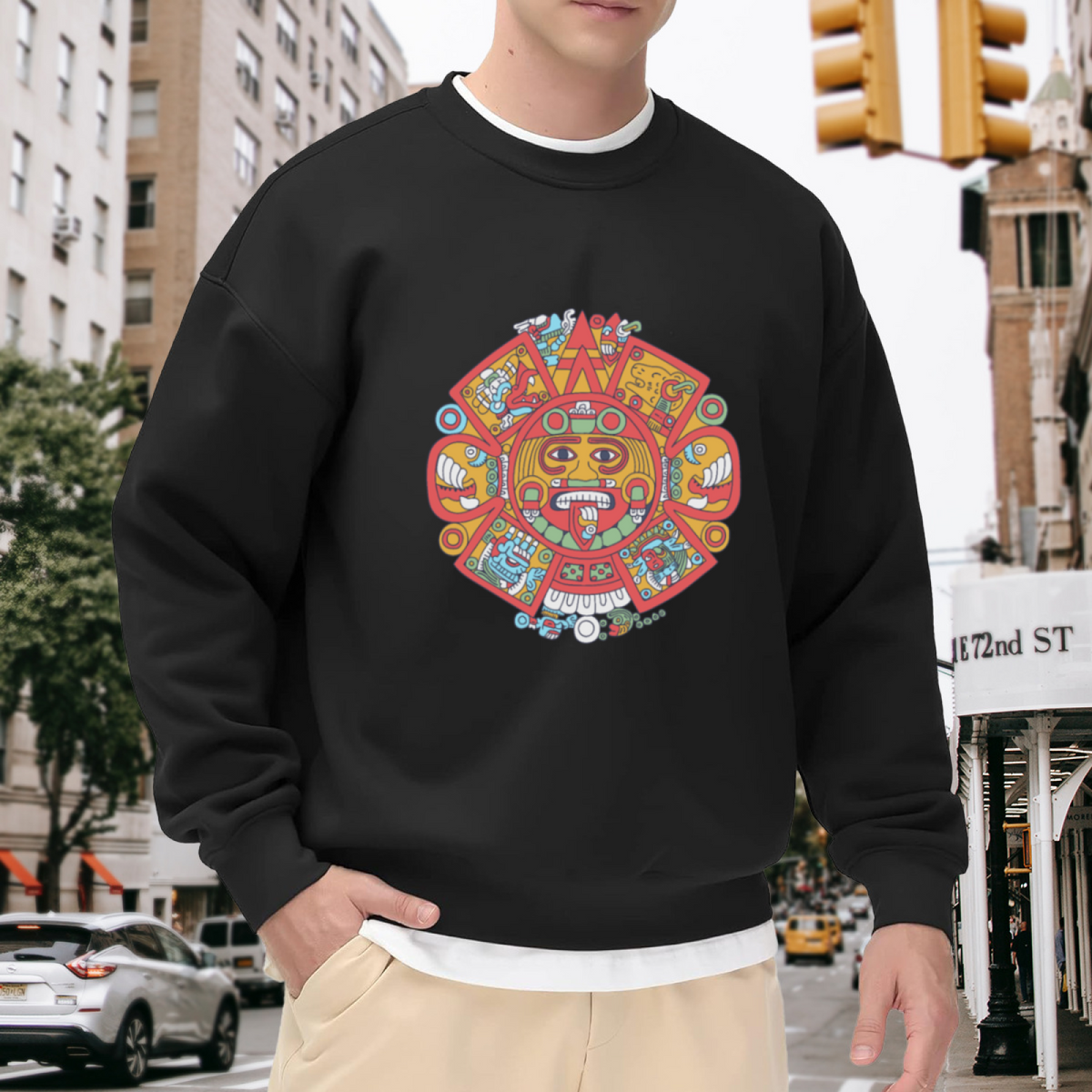 Aztec Sun Stone Ancient Design Graphic ԲÁìÎÀÒÂ - Unique Design Pullover Sweatshirt