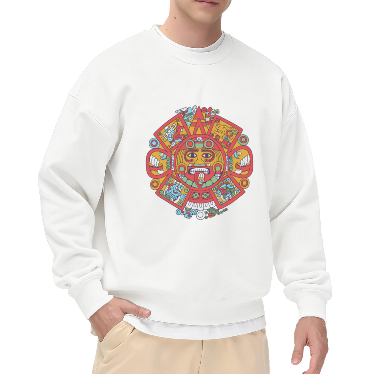 Aztec Sun Stone Ancient Design Graphic ԲÁìÎÀÒÂ - Unique Design Pullover Sweatshirt