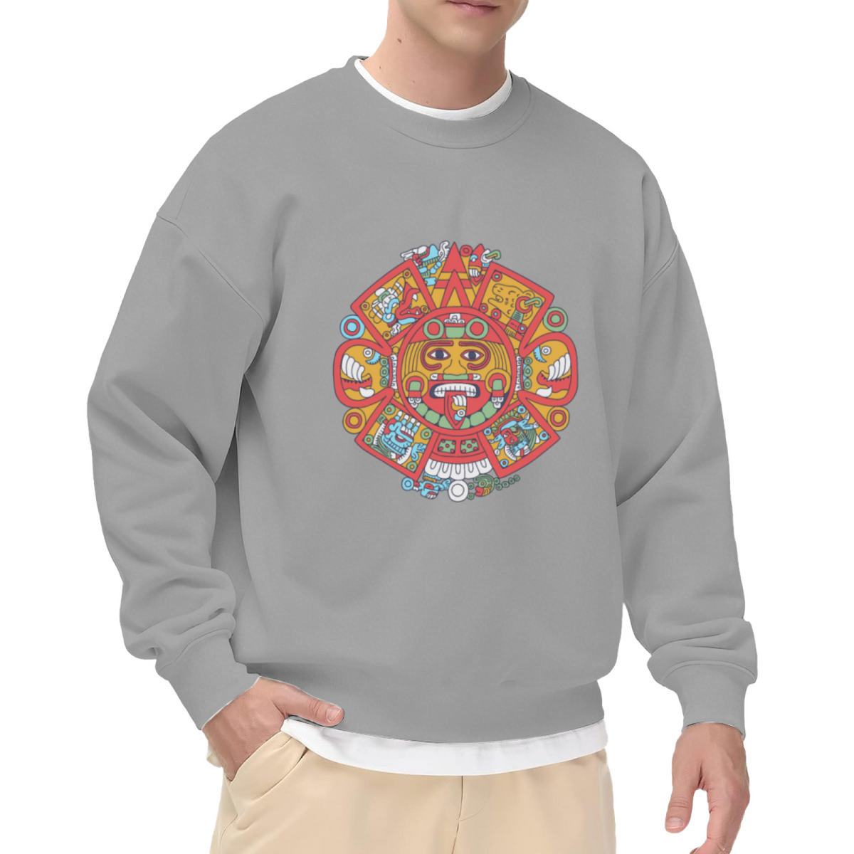 Aztec Sun Stone Ancient Design Graphic ԲÁìÎÀÒÂ - Unique Design Pullover Sweatshirt