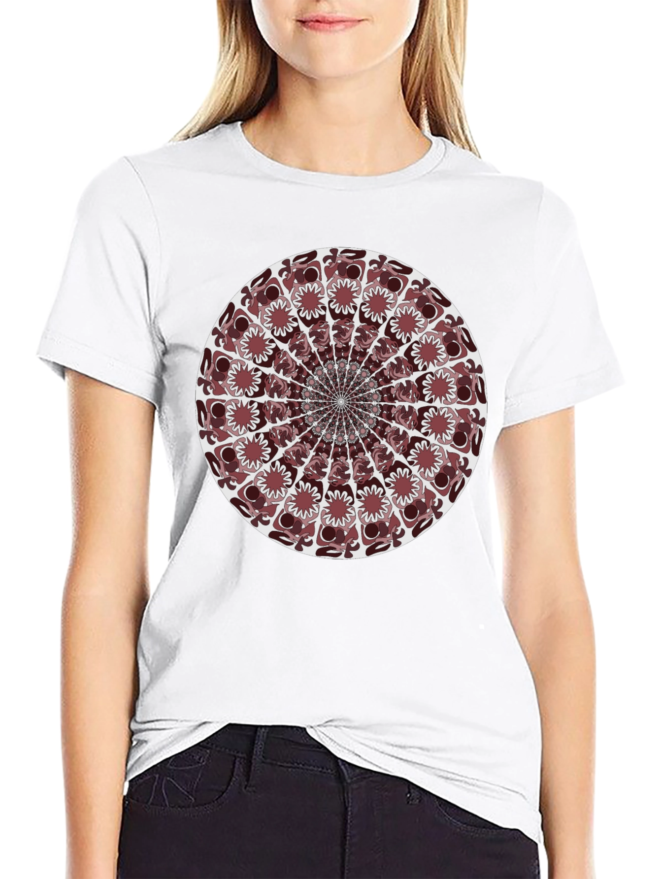 Abstract Mandala Graphic T-Shirt - Black