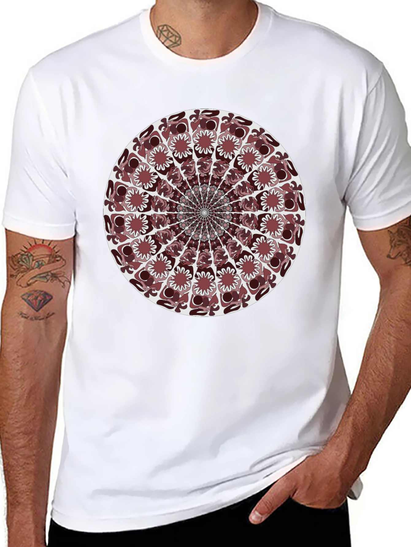 Abstract Mandala Graphic T-Shirt - Black