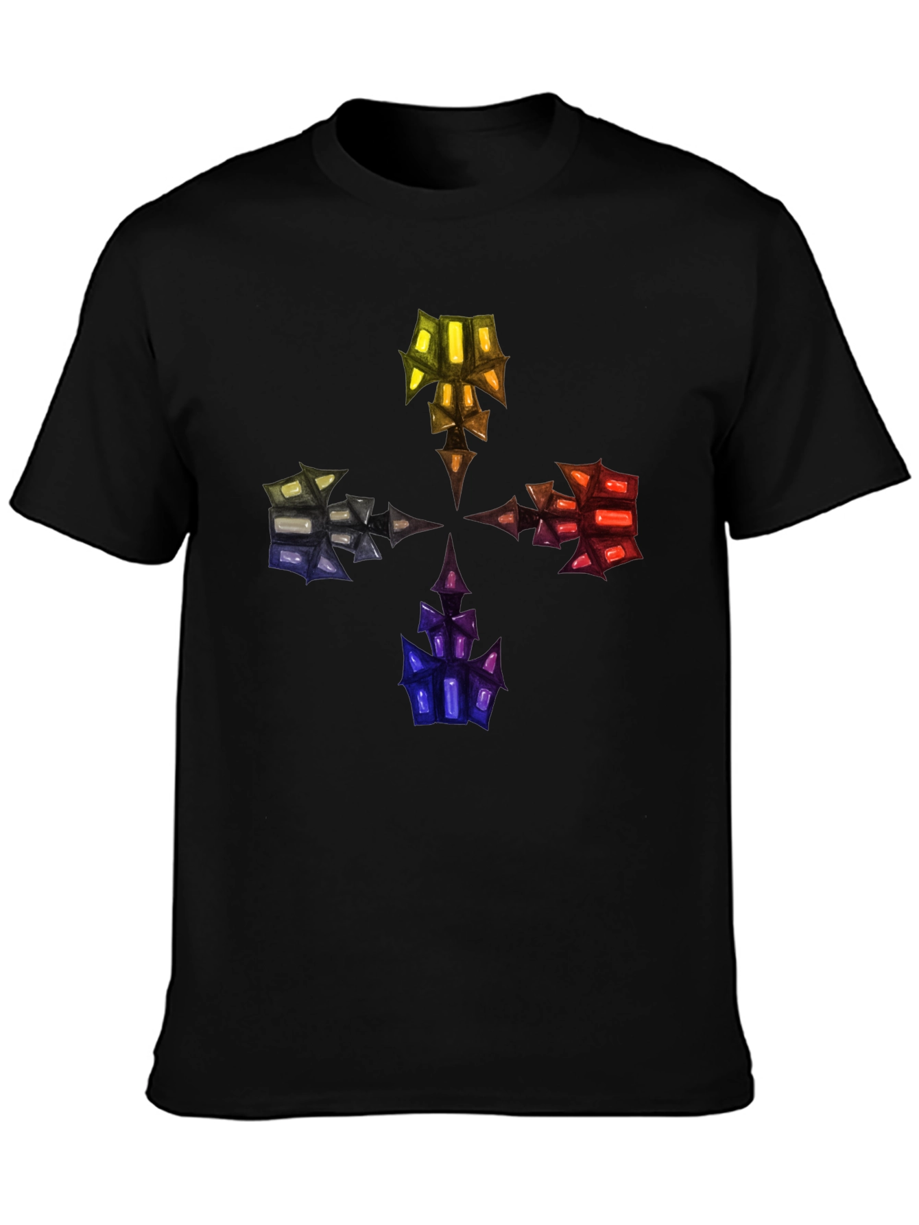 Abstract Crystal Design Black T-Shirt