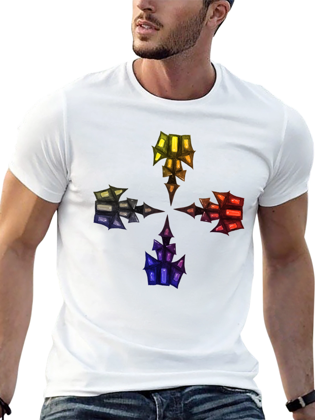 Abstract Crystal Design Black T-Shirt