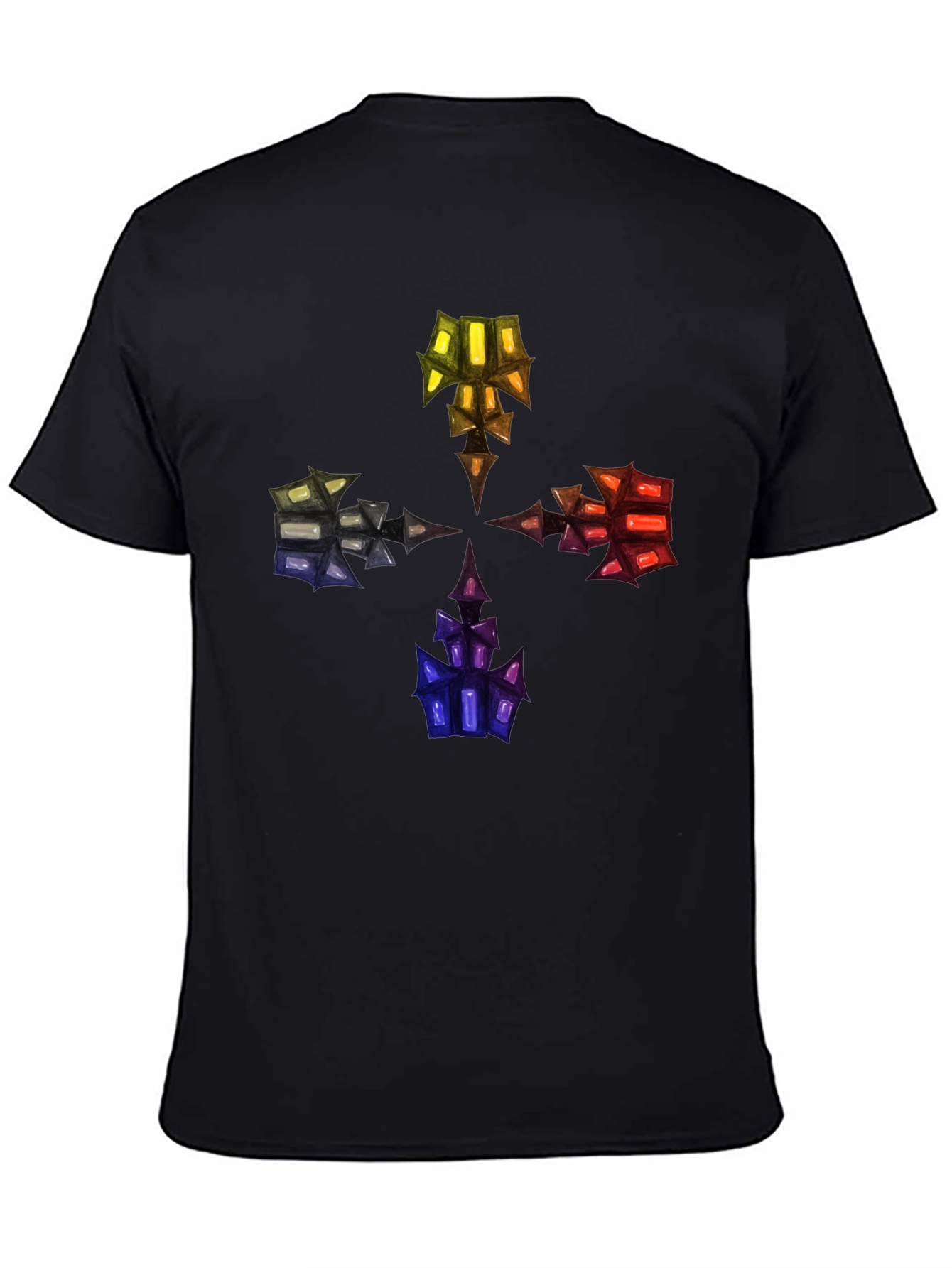 Abstract Crystal Design Black T-Shirt