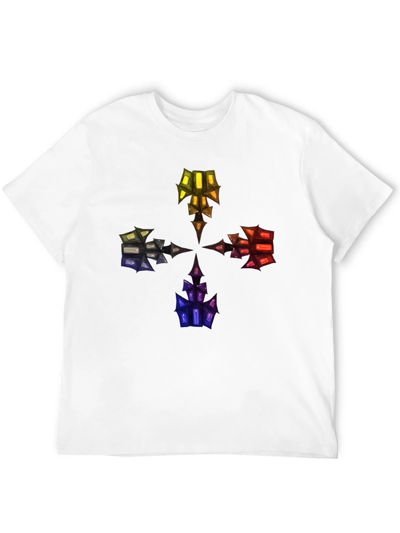 Abstract Crystal Design Black T-Shirt