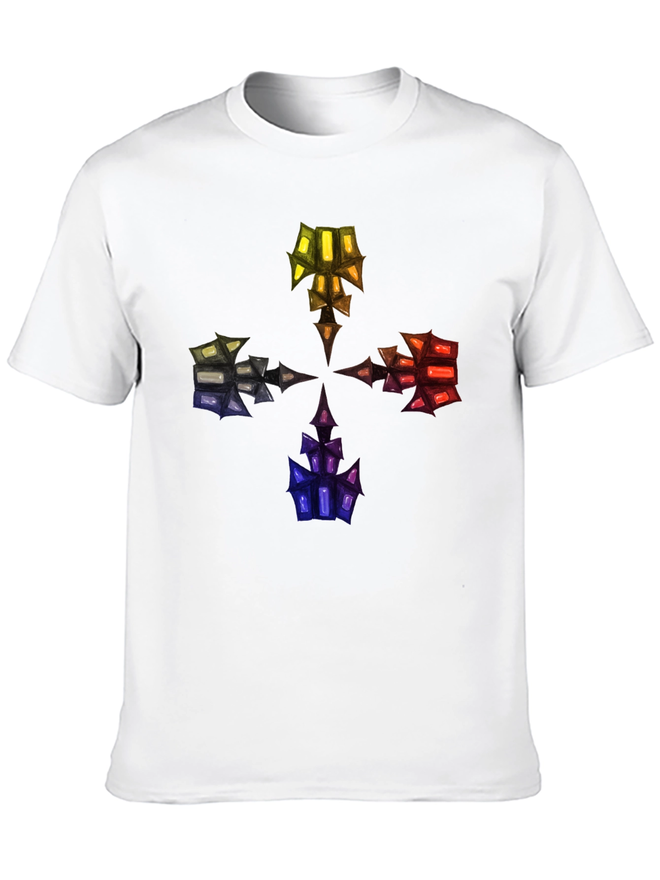 Abstract Crystal Design Black T-Shirt