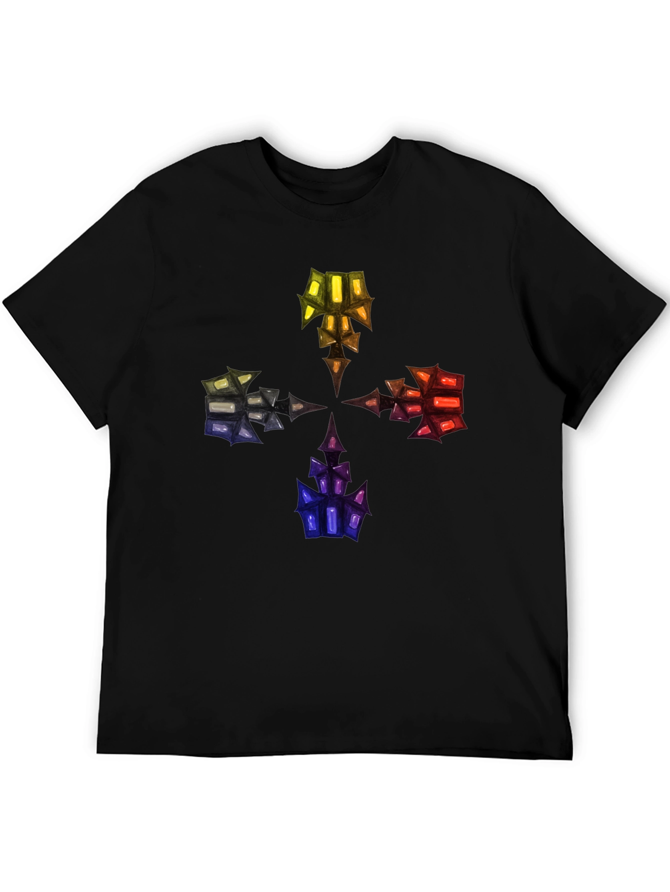 Abstract Crystal Design Black T-Shirt