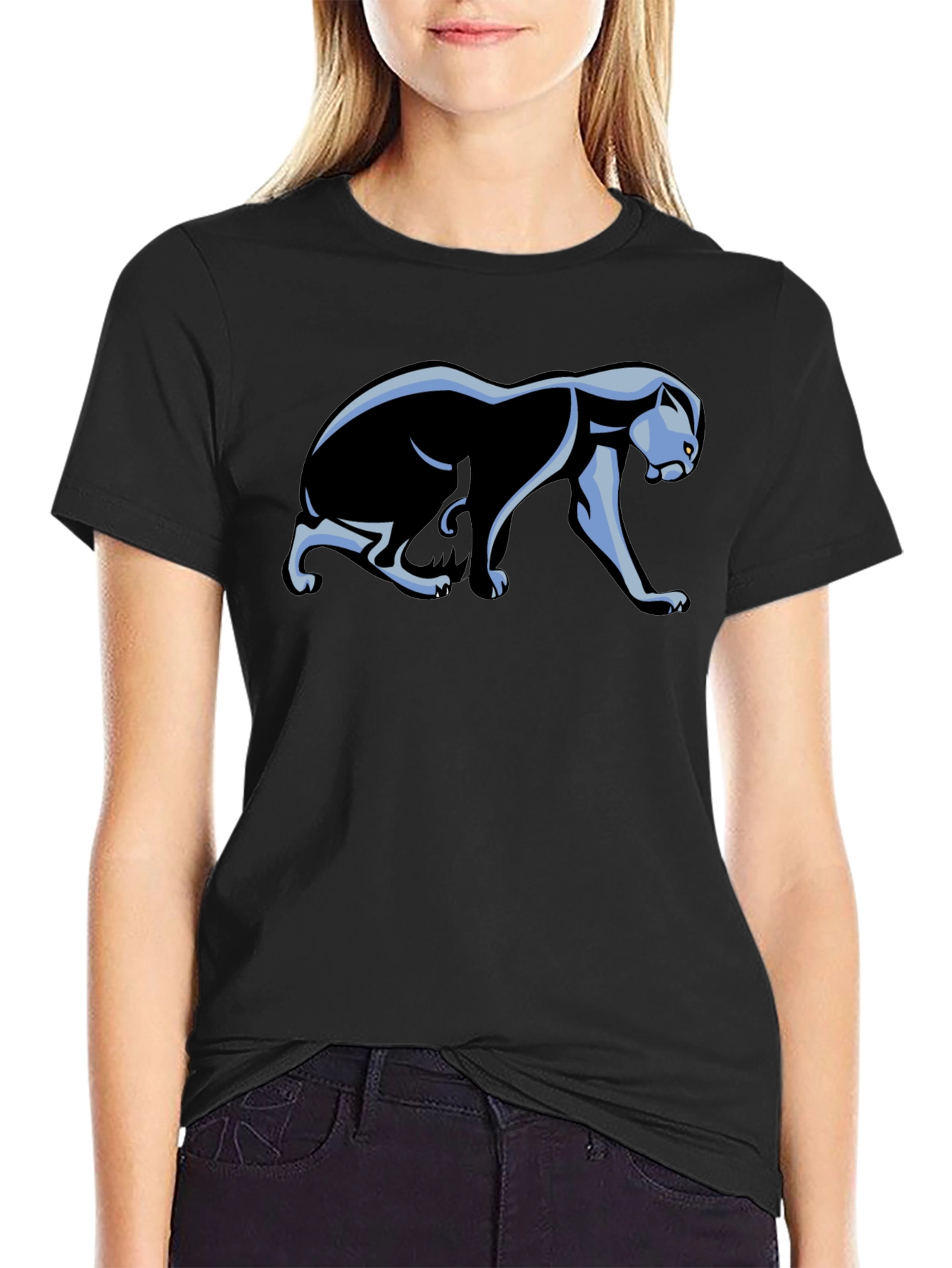Black T-Shirt with Panther Graphic