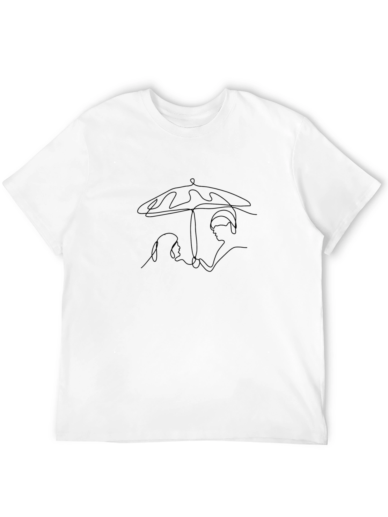 Minimalist Love Under Umbrella Black T-Shirt