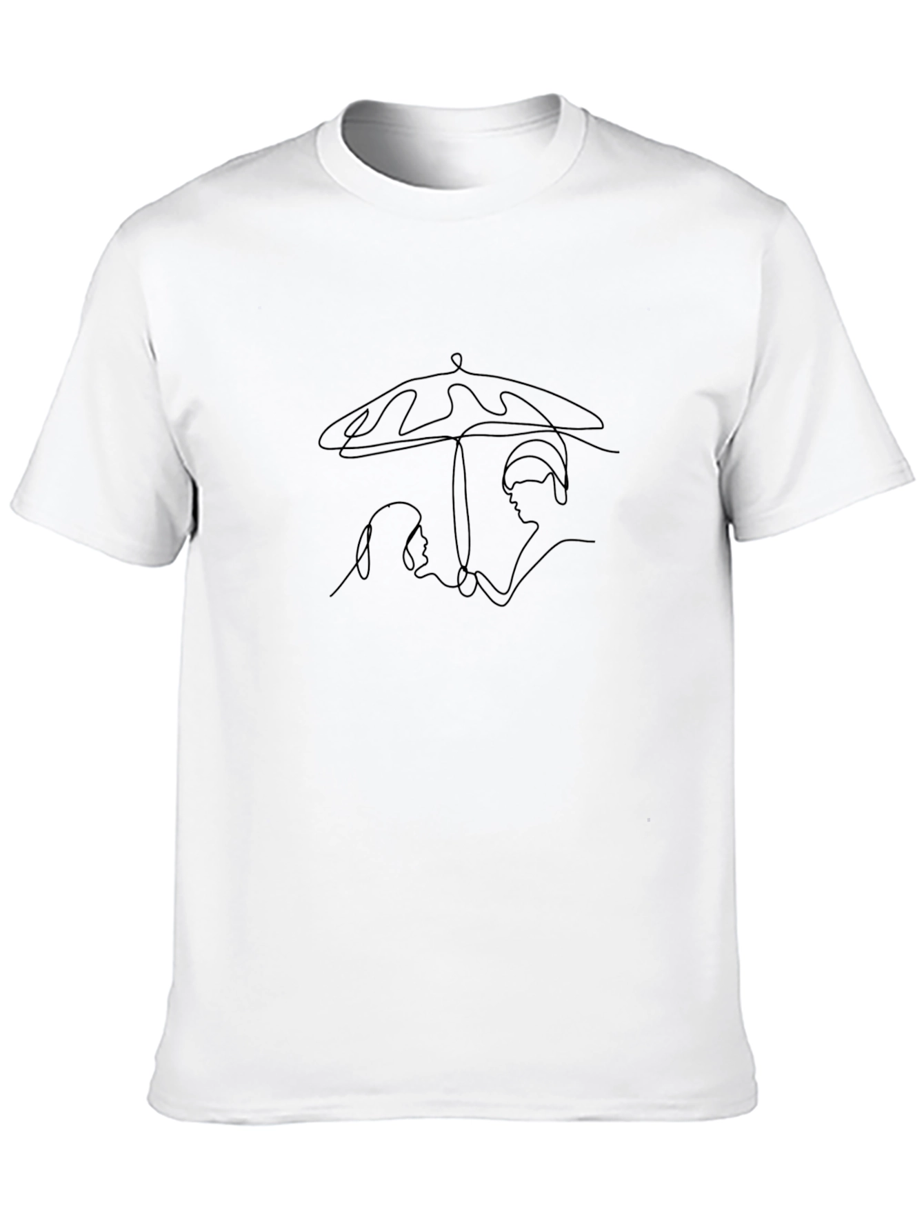 Minimalist Love Under Umbrella Black T-Shirt